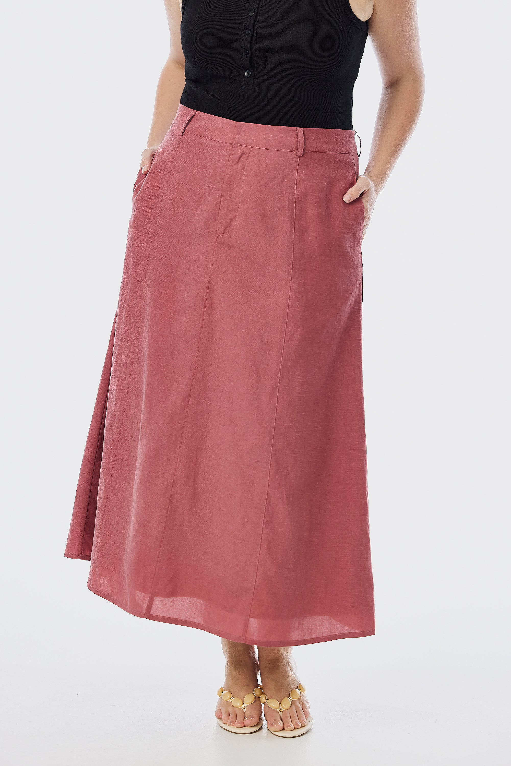 A-Line Midi Skirt - Cranberry - Image 5