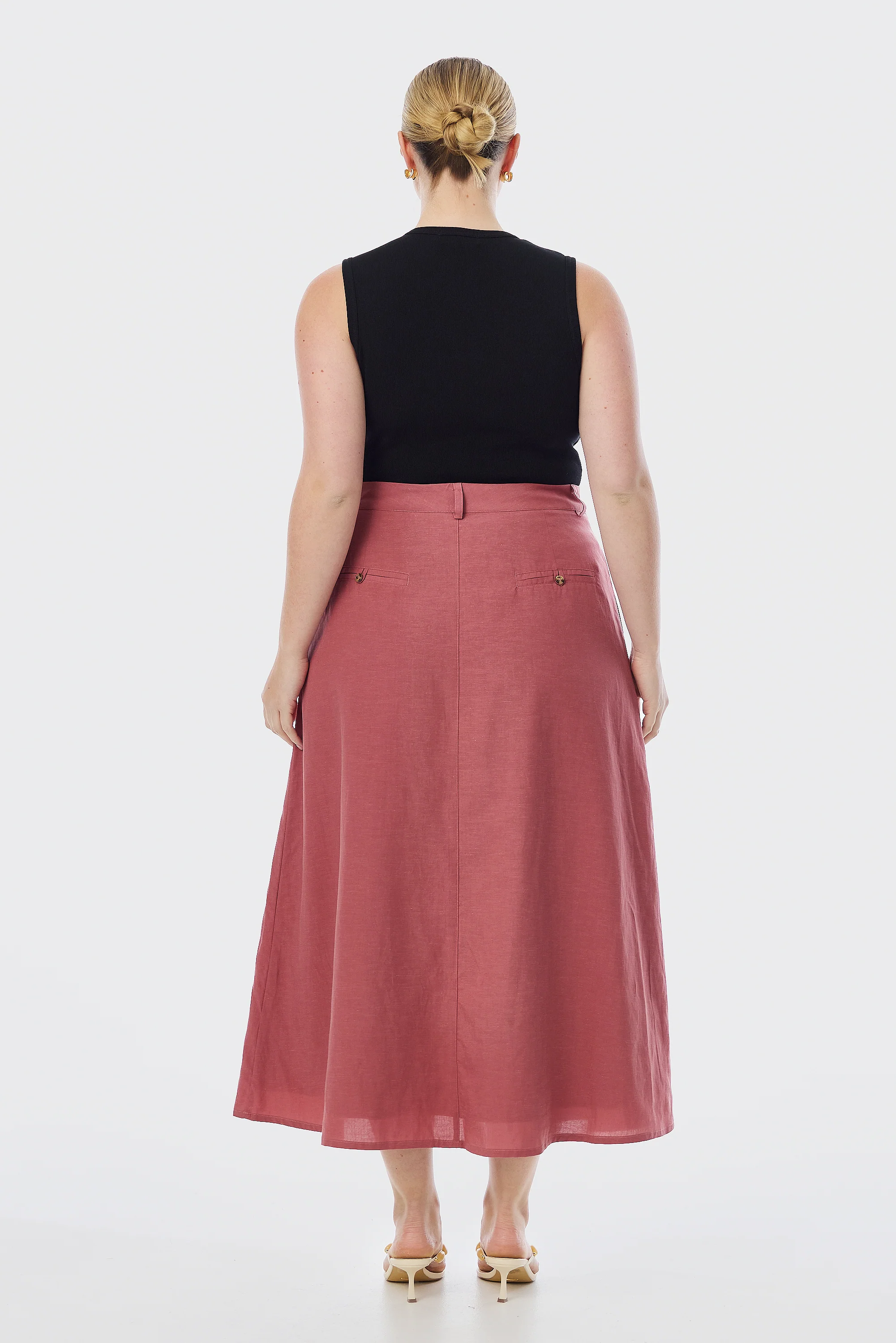 A-Line Midi Skirt - Cranberry - Image 7