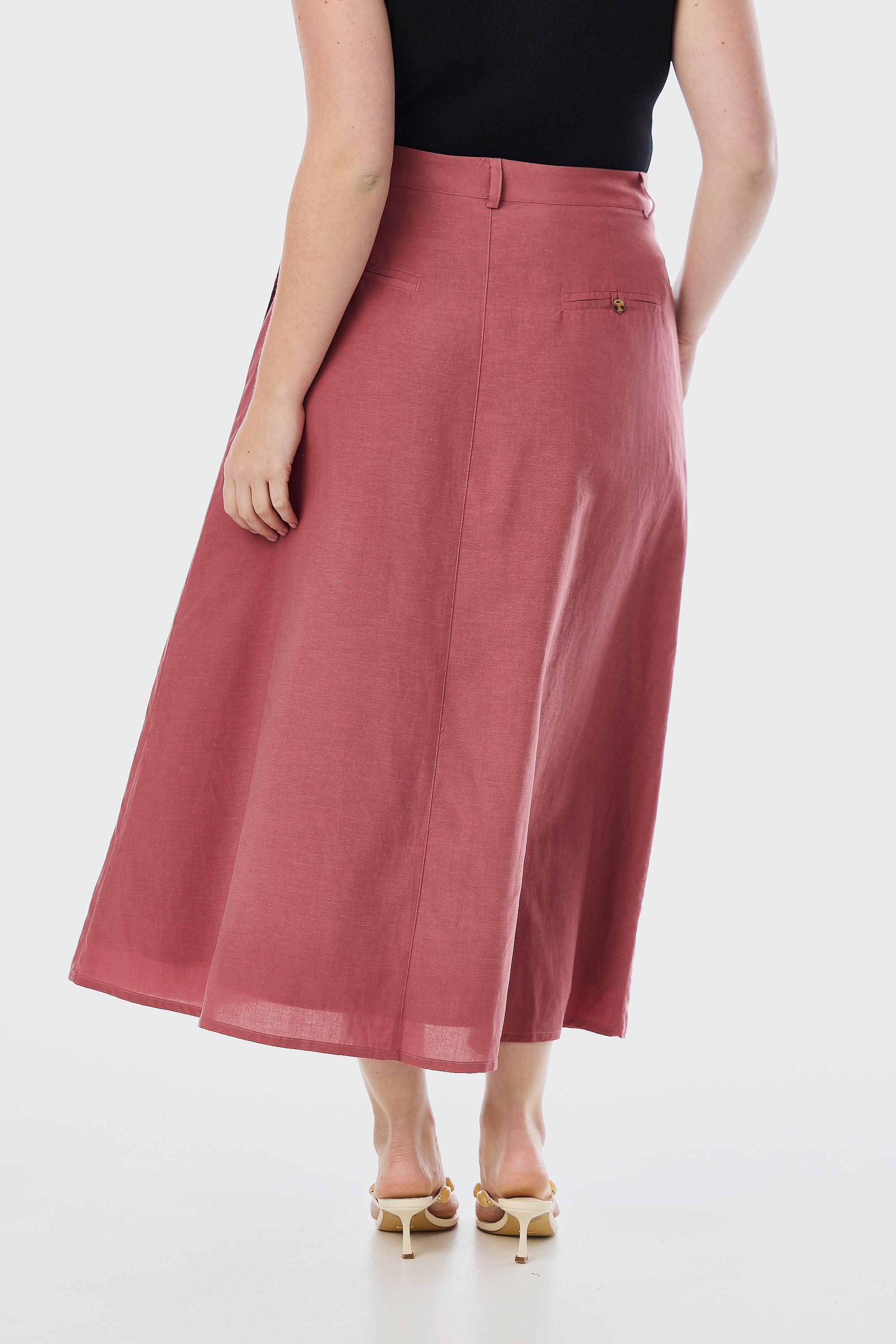 A-Line Midi Skirt - Cranberry - Image 8