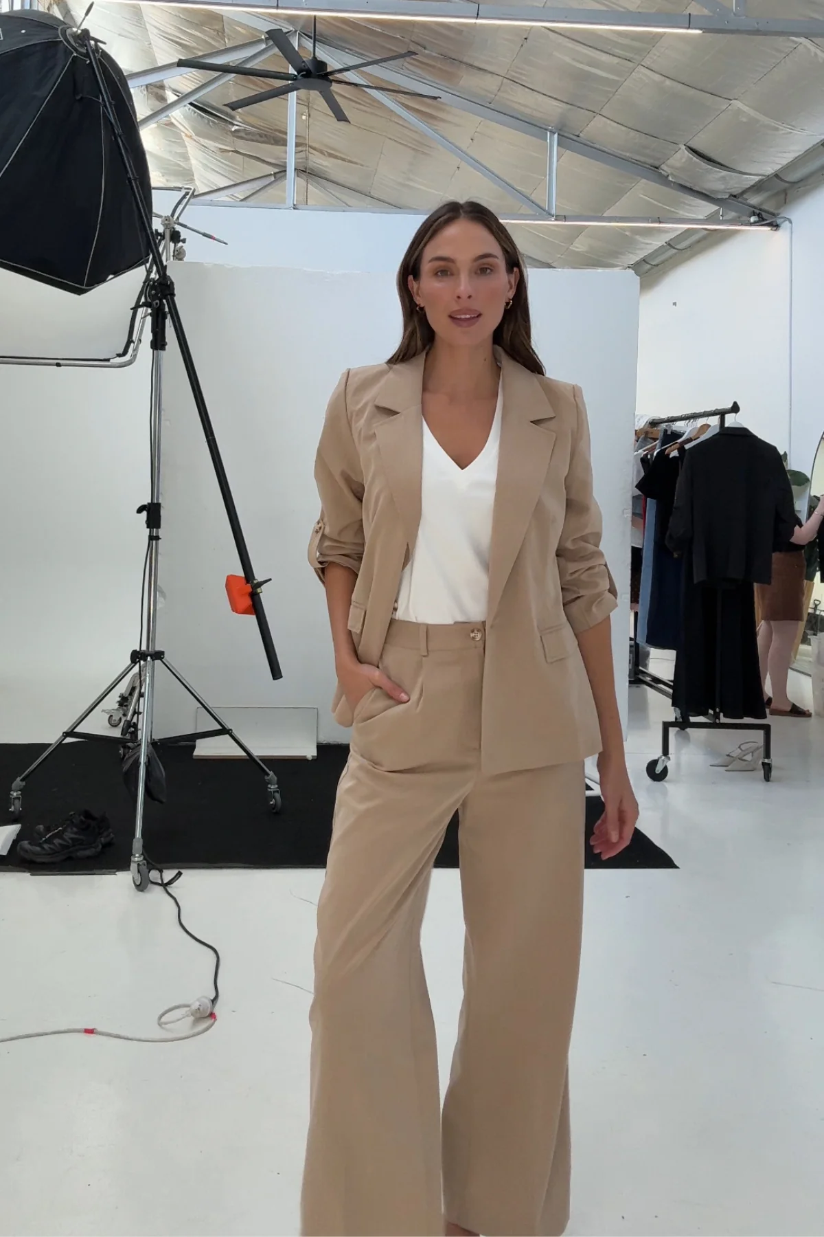 Adjustable Sleeve Blazer - Biscotti - Image 11