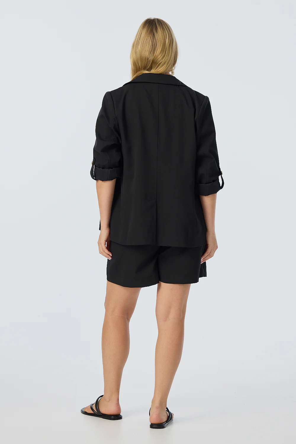 Adjustable Sleeve Blazer - Black - Image 5