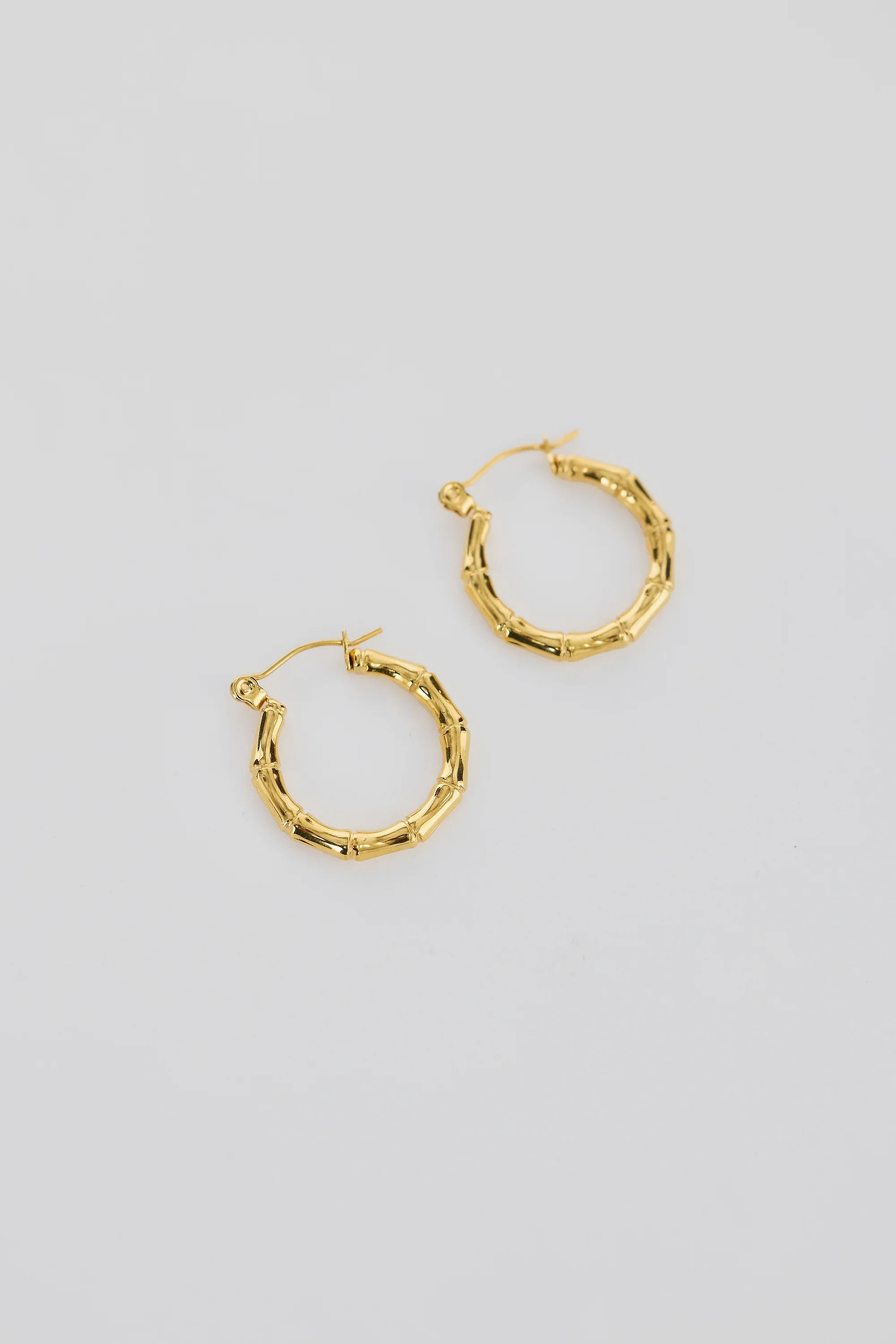 Bamboo Hoop Earrings - Gold