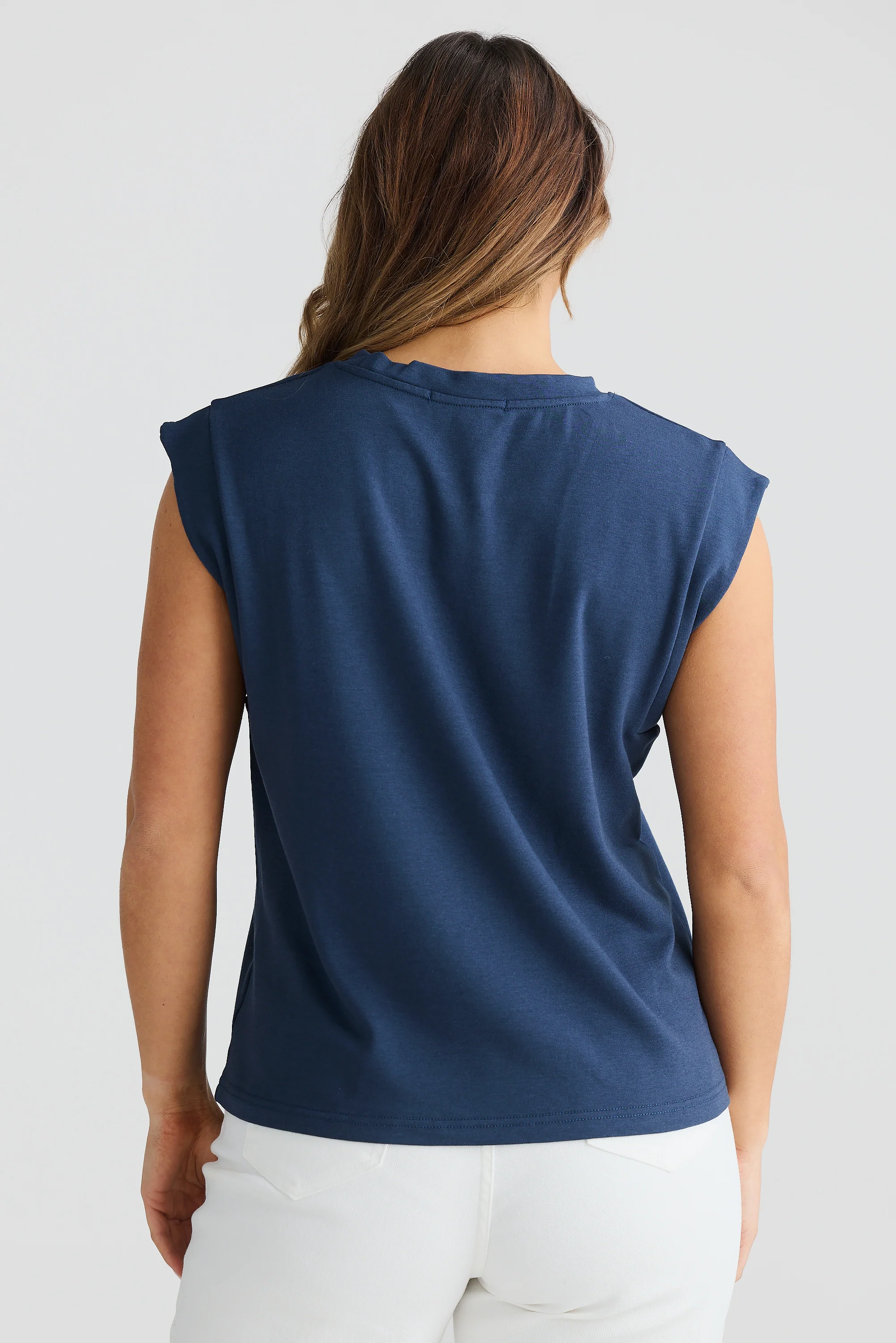 Cap Sleeve Jersey Tank - Navy - Image 4