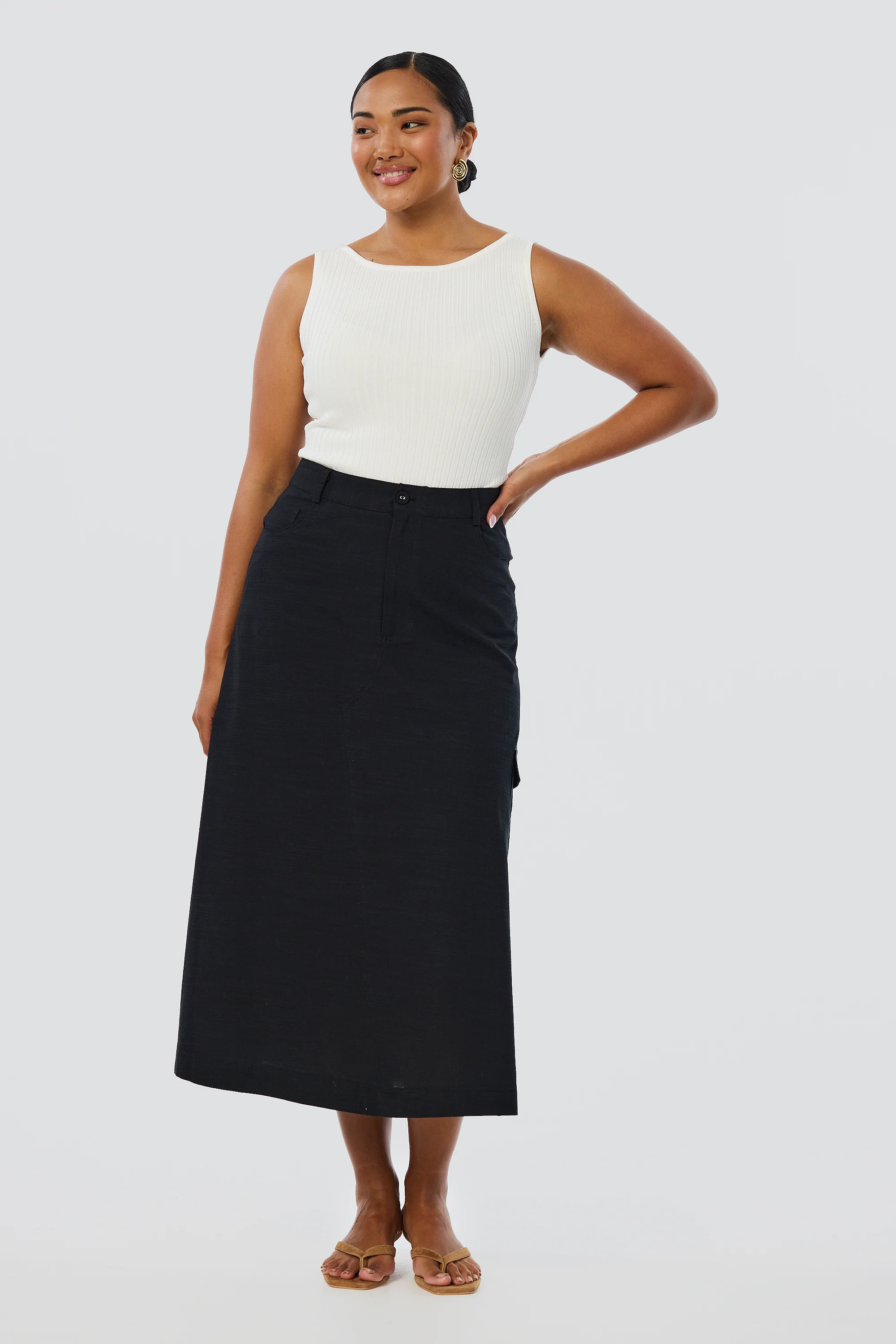 Cargo Midi Skirt - Black
