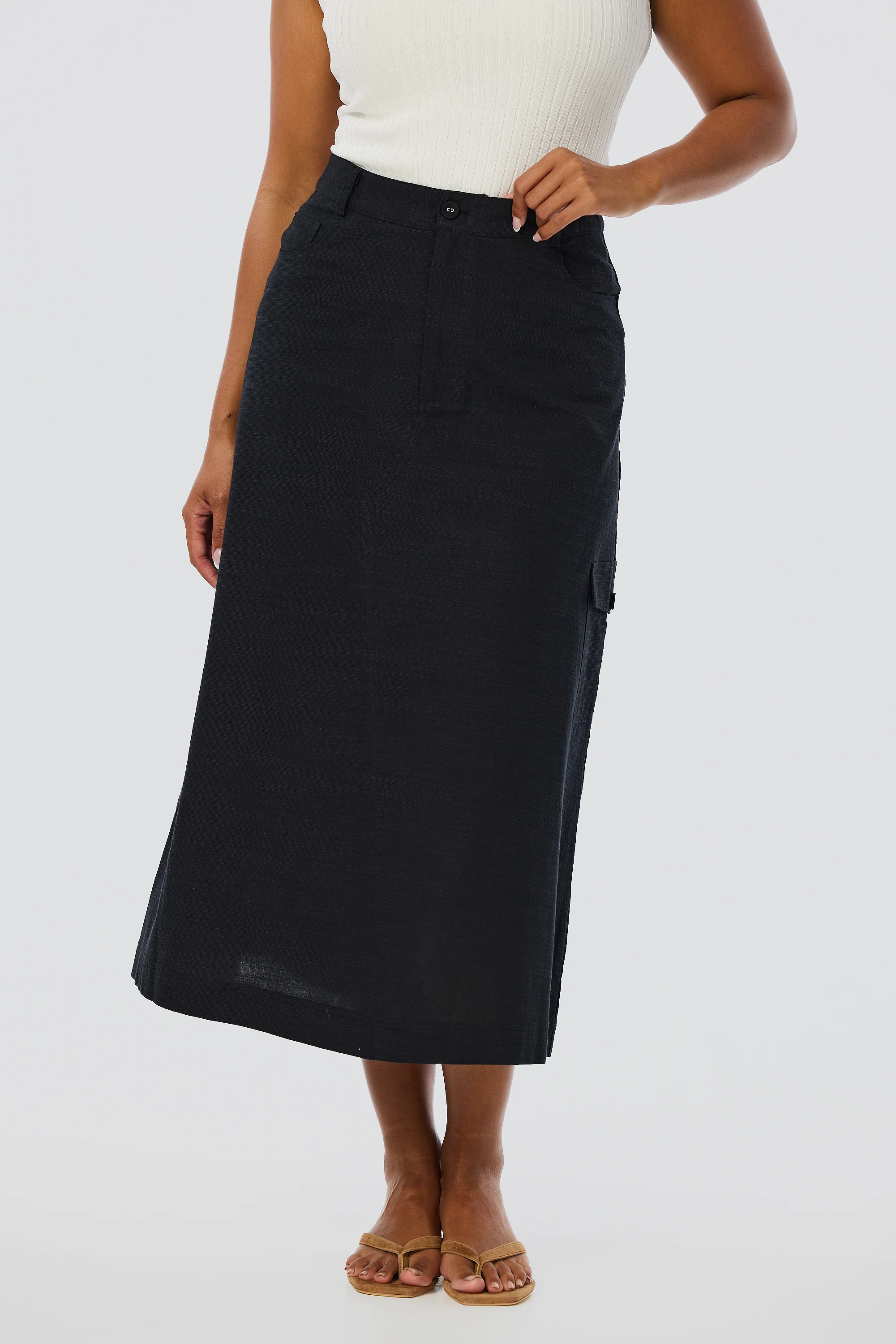 Cargo Midi Skirt - Black - Image 2