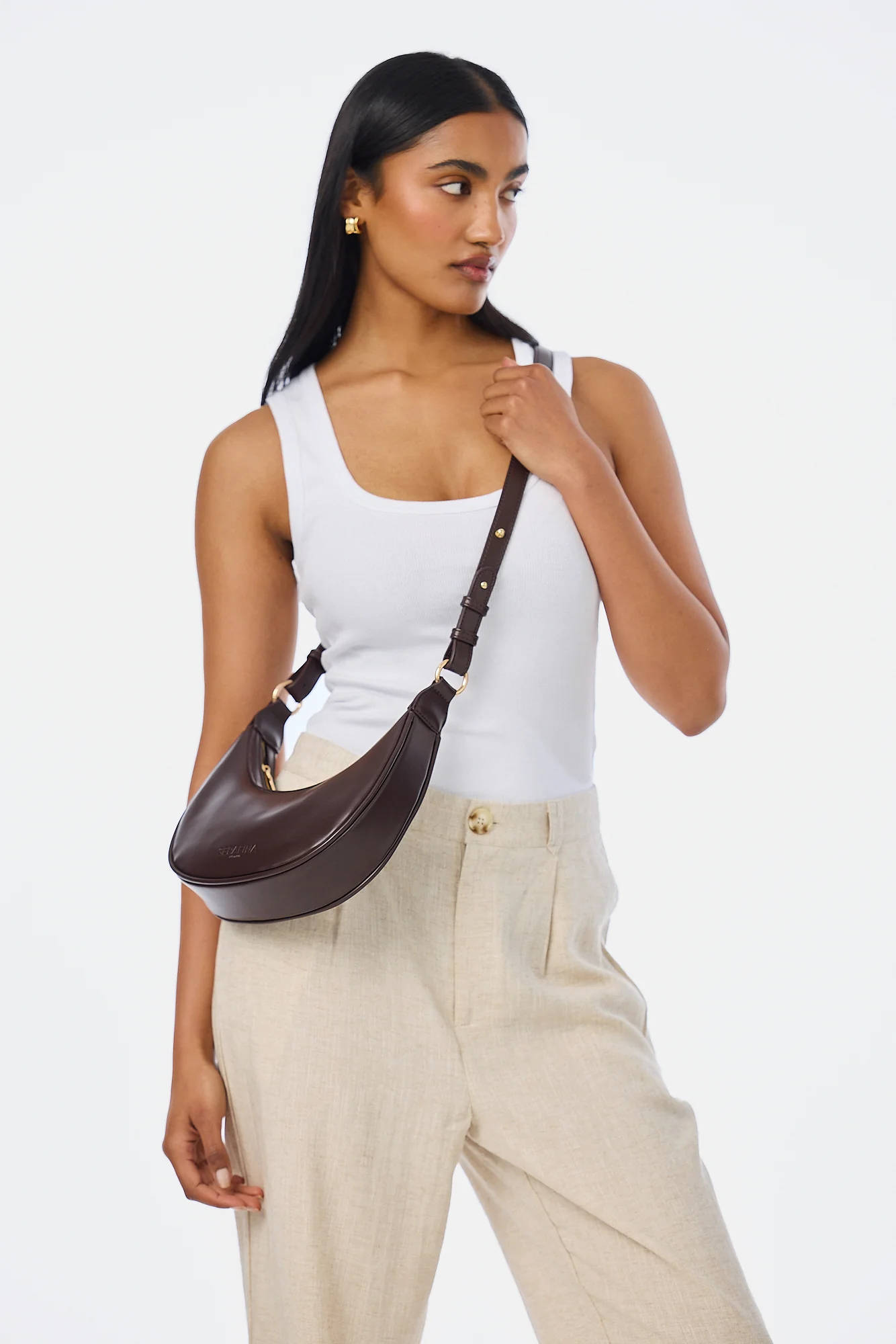 Crescent Shoulder Bag - Chocolate - Image 7