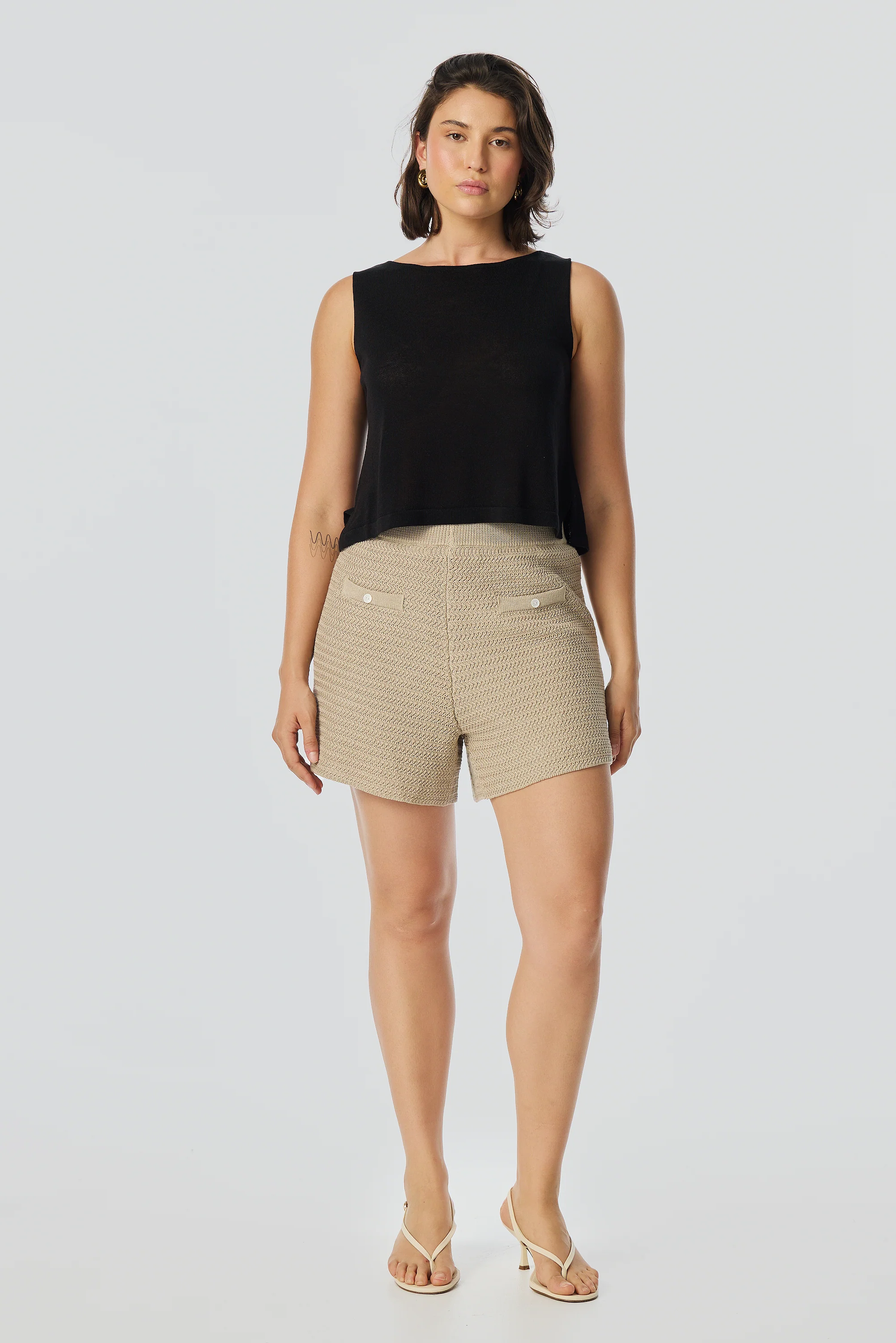 Crochet Boat Neck Tank - Black - Image 2