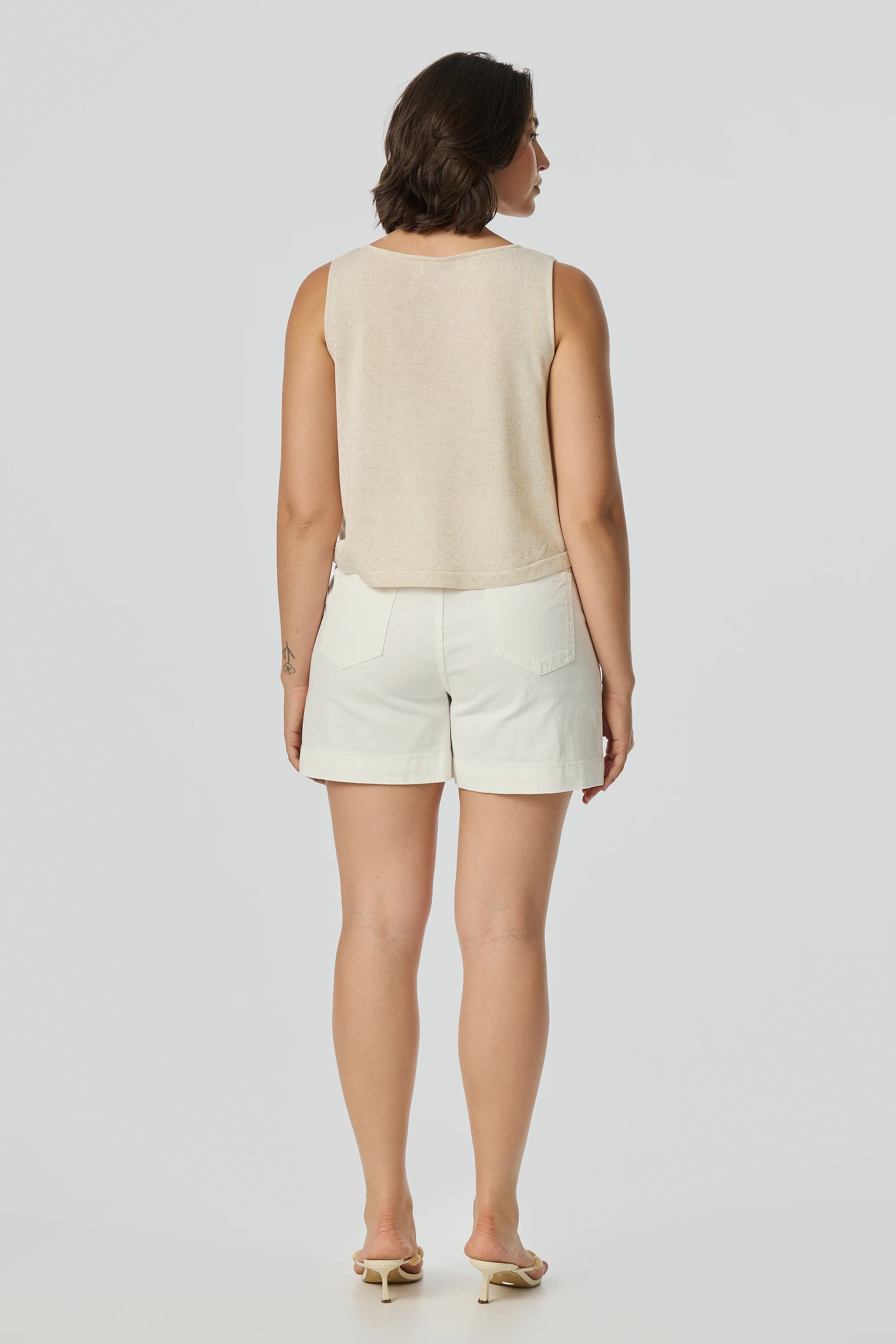Crochet Boat Neck Tank - Wheat Marl - Image 4