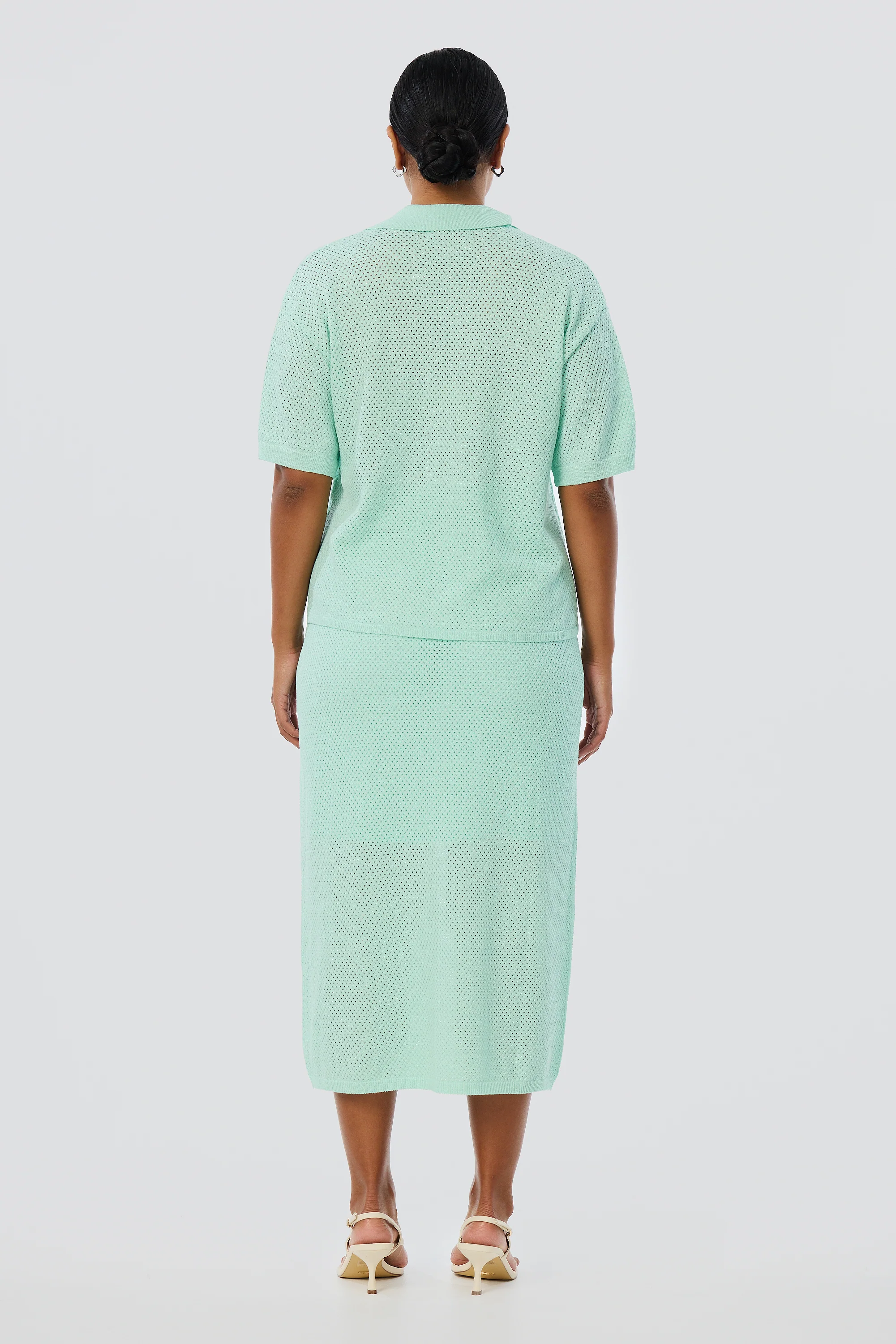 Crochet Short Sleeve Shirt - Mint - Image 5