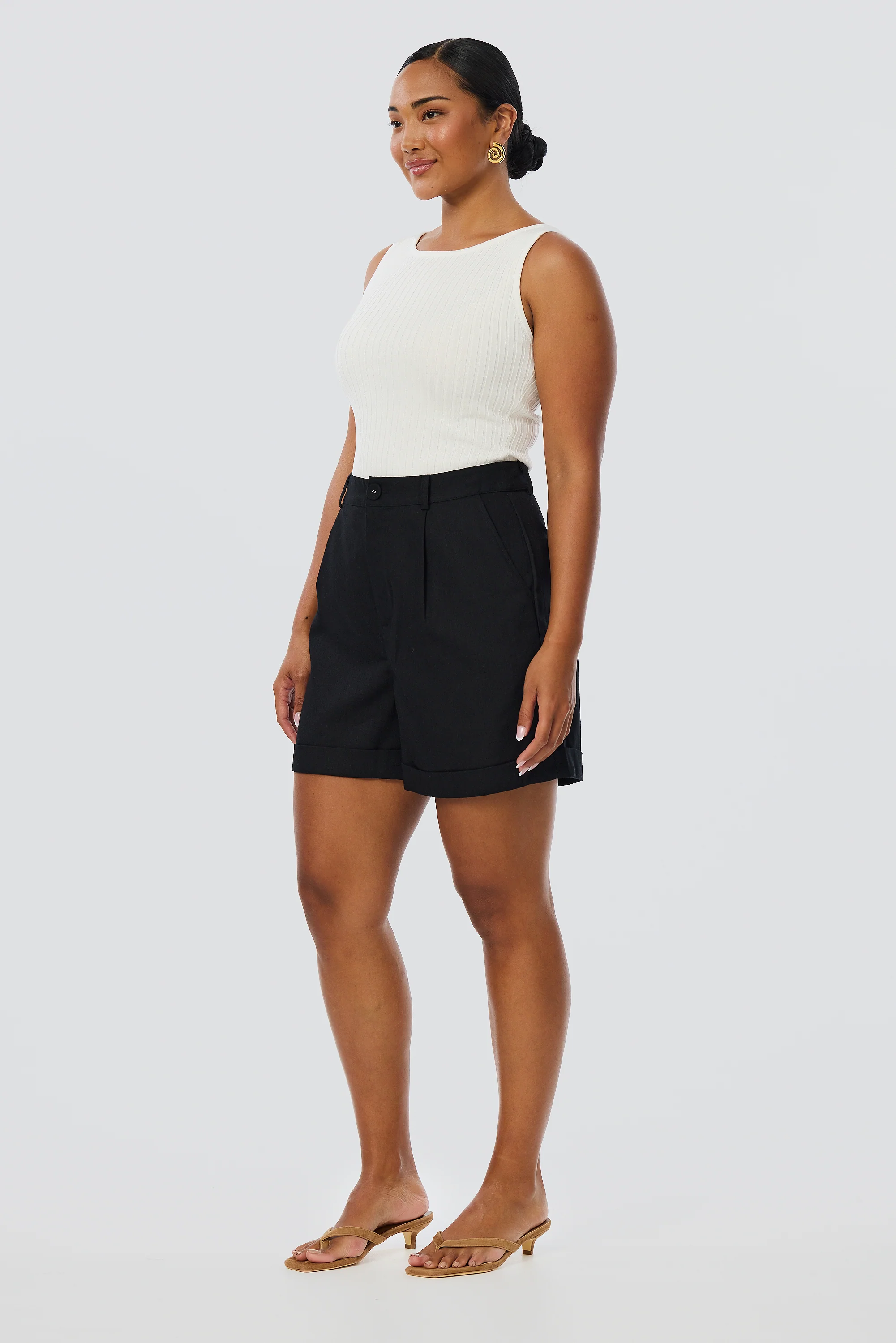 Cuffed Shorts - Black - Image 5