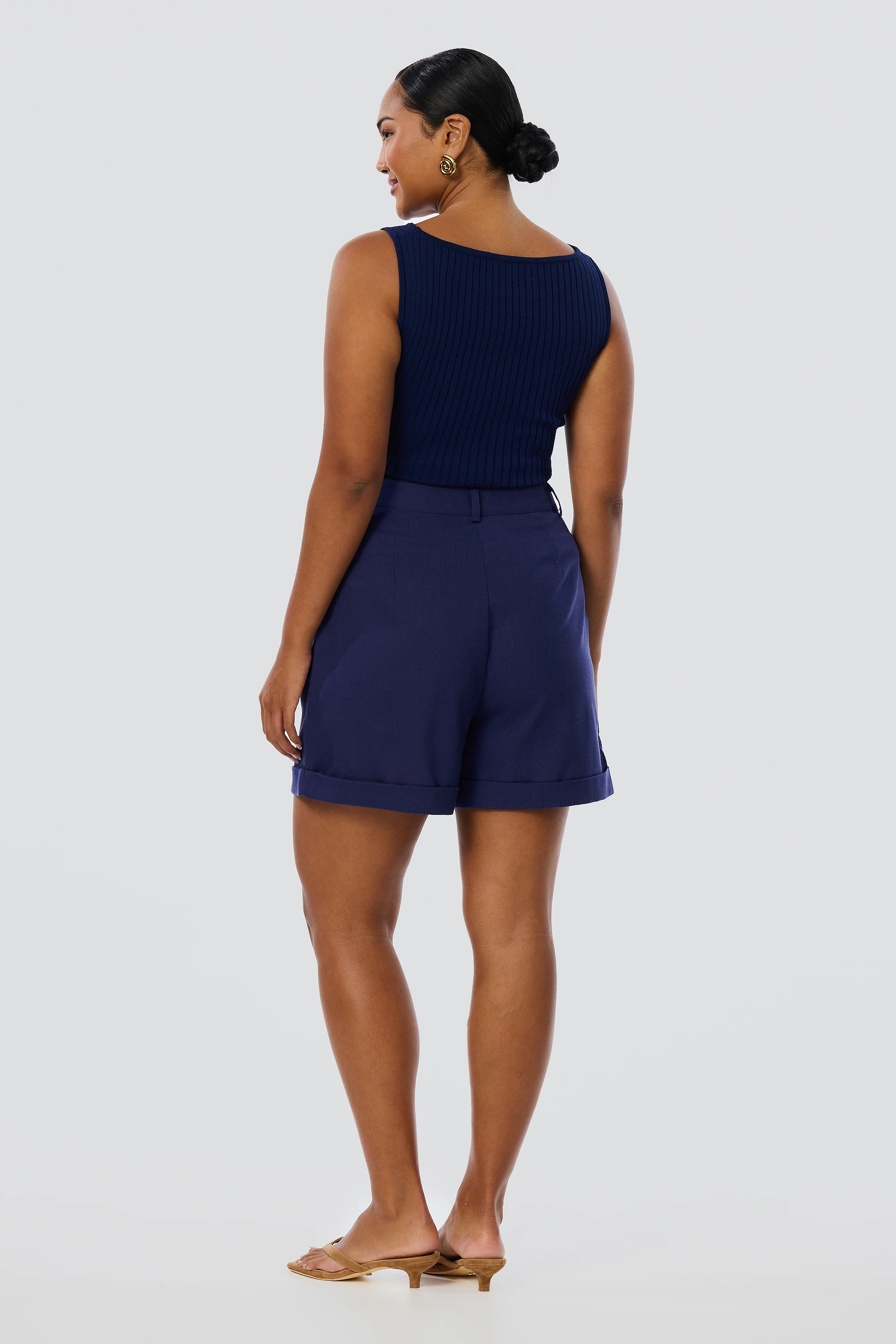 Cuffed Shorts - Indigo Blue - Image 4