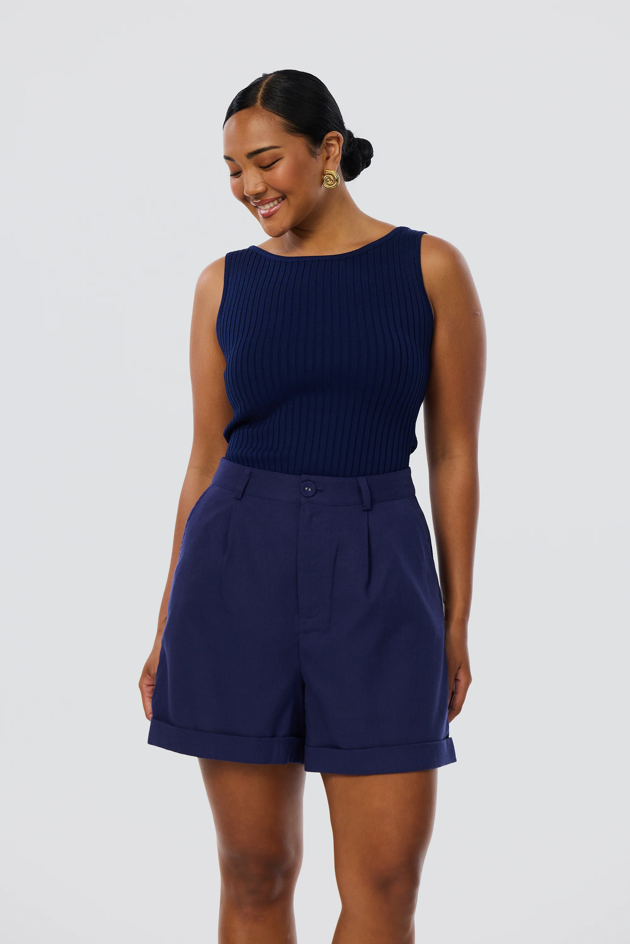 Cuffed Shorts - Indigo Blue - Image 6