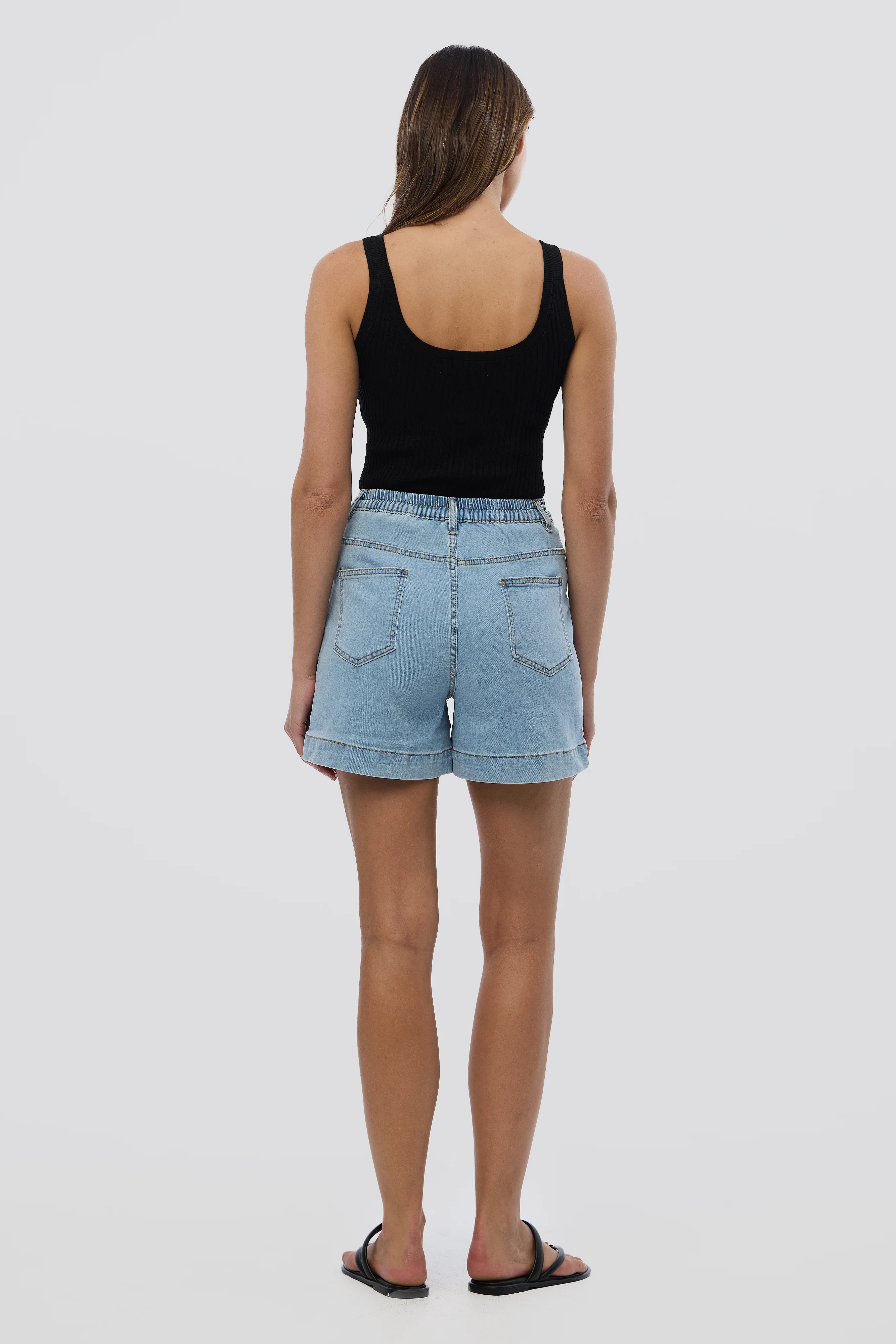 Denim Patch Pocket Shorts - Light Blue Wash - Image 4