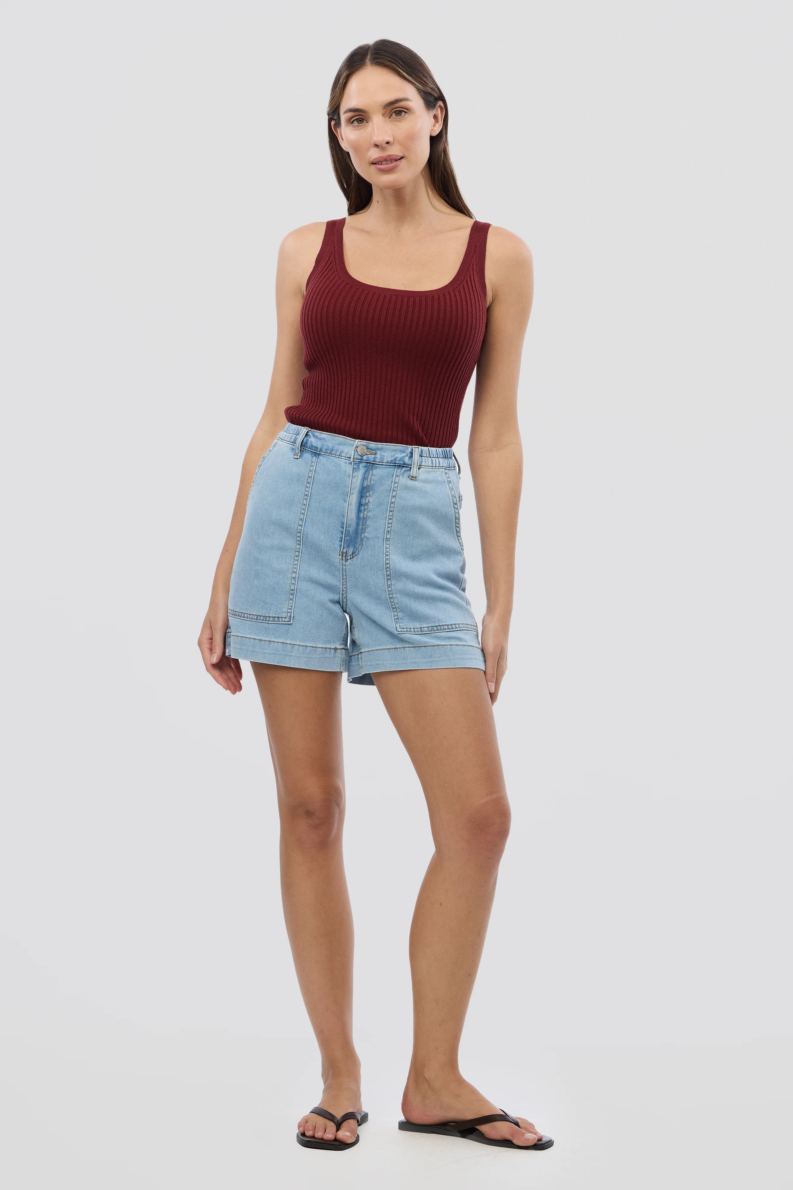 Denim Patch Pocket Shorts - Light Blue Wash - Image 8