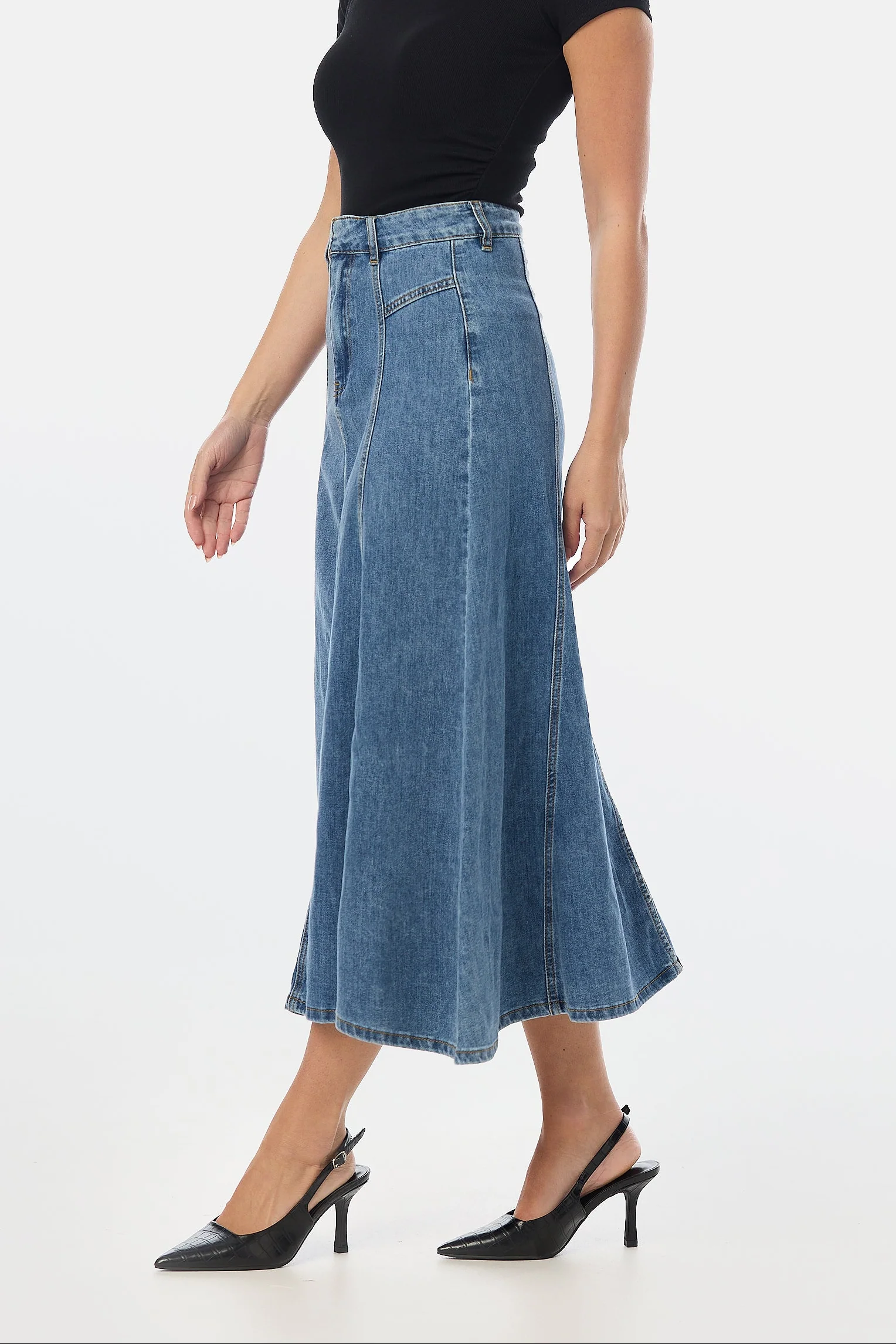 Denim Skirt - Mid Blue Wash - Image 3