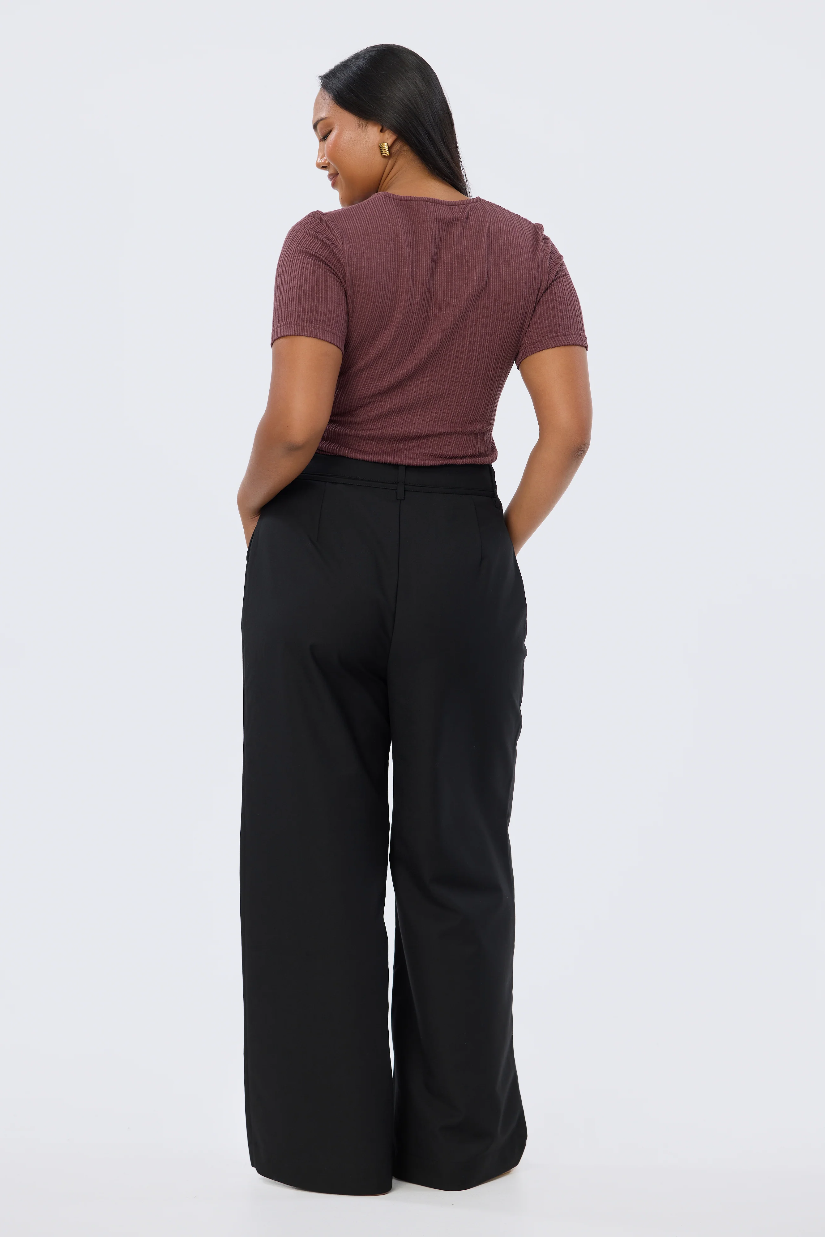 Detachable Belt Tailored Pants - Black - Image 4
