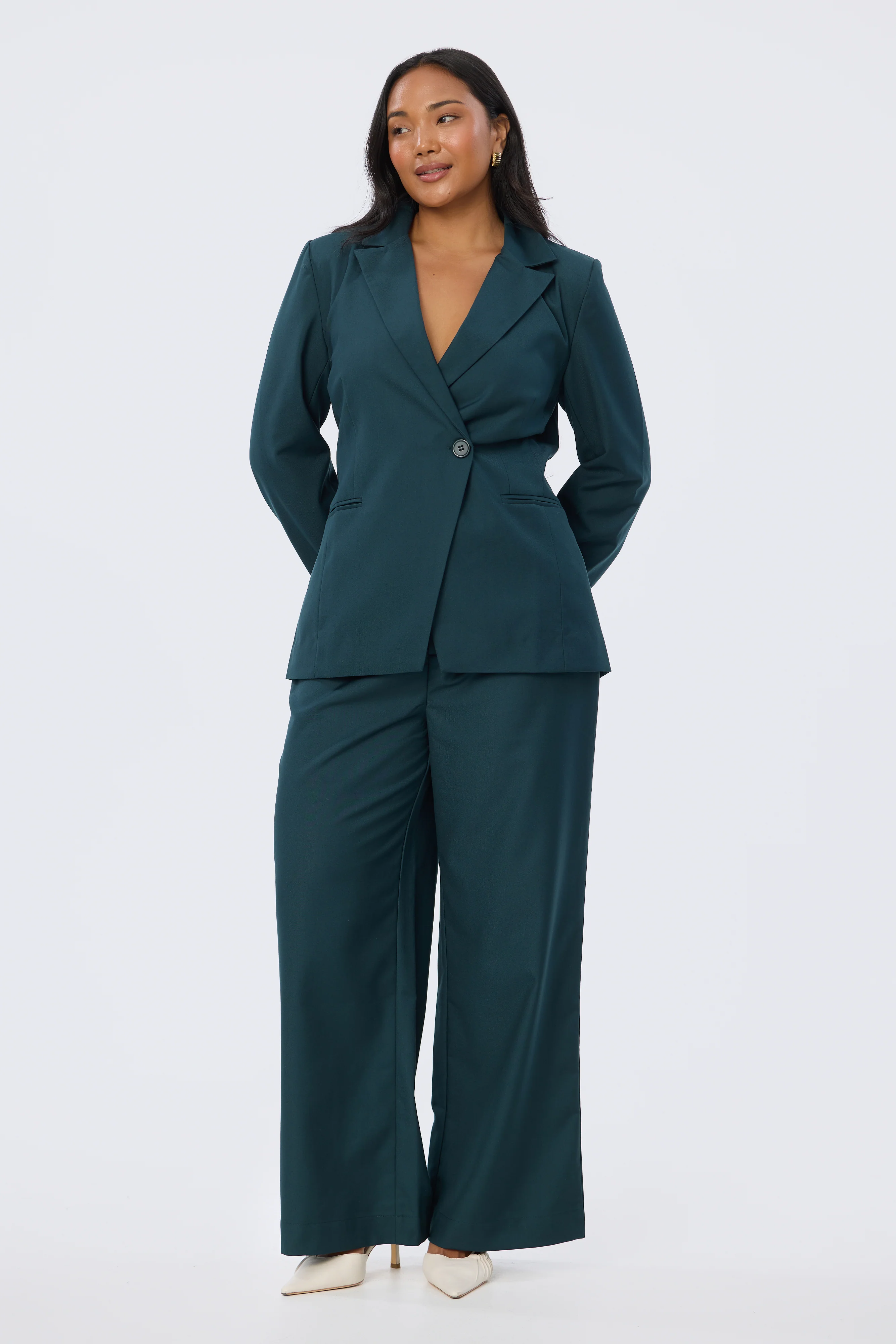 Detachable Belt Tailored Pants - Emerald - Image 6