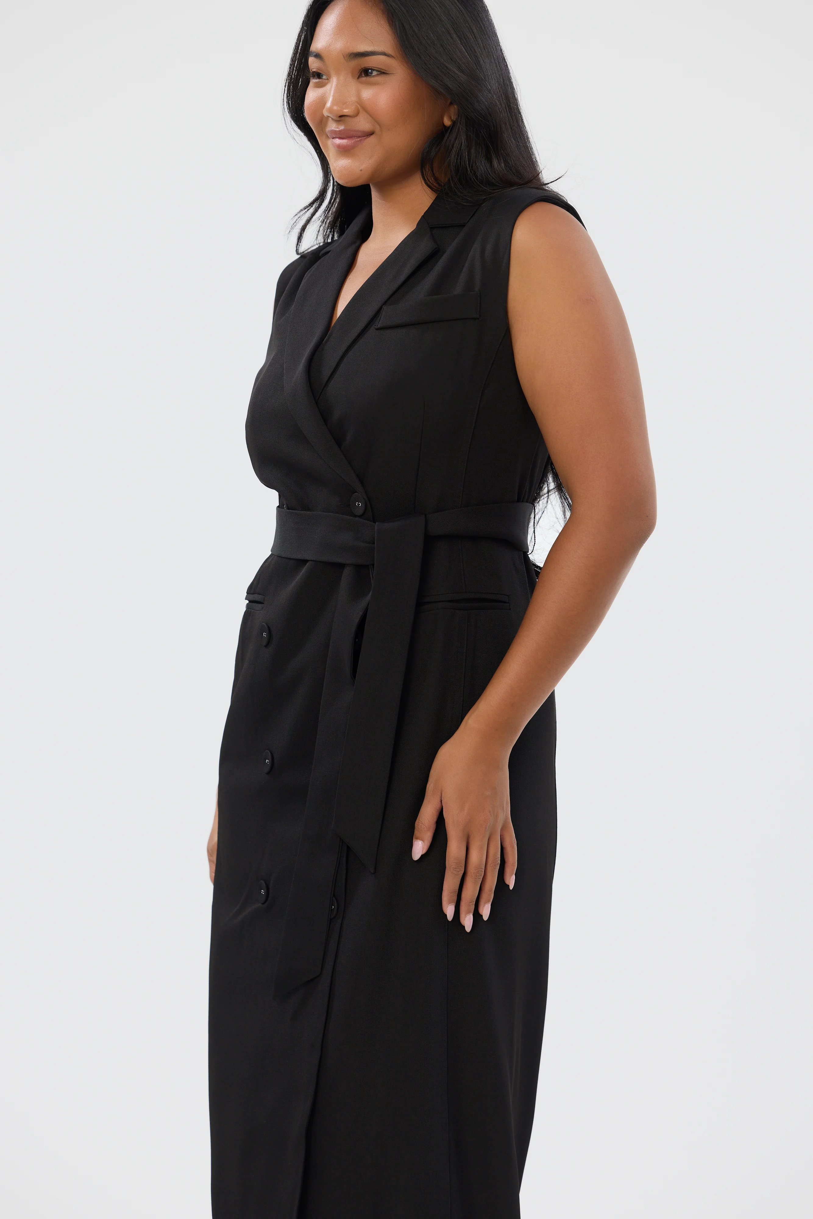 Double Breasted Midi Dress - Black - Image 2