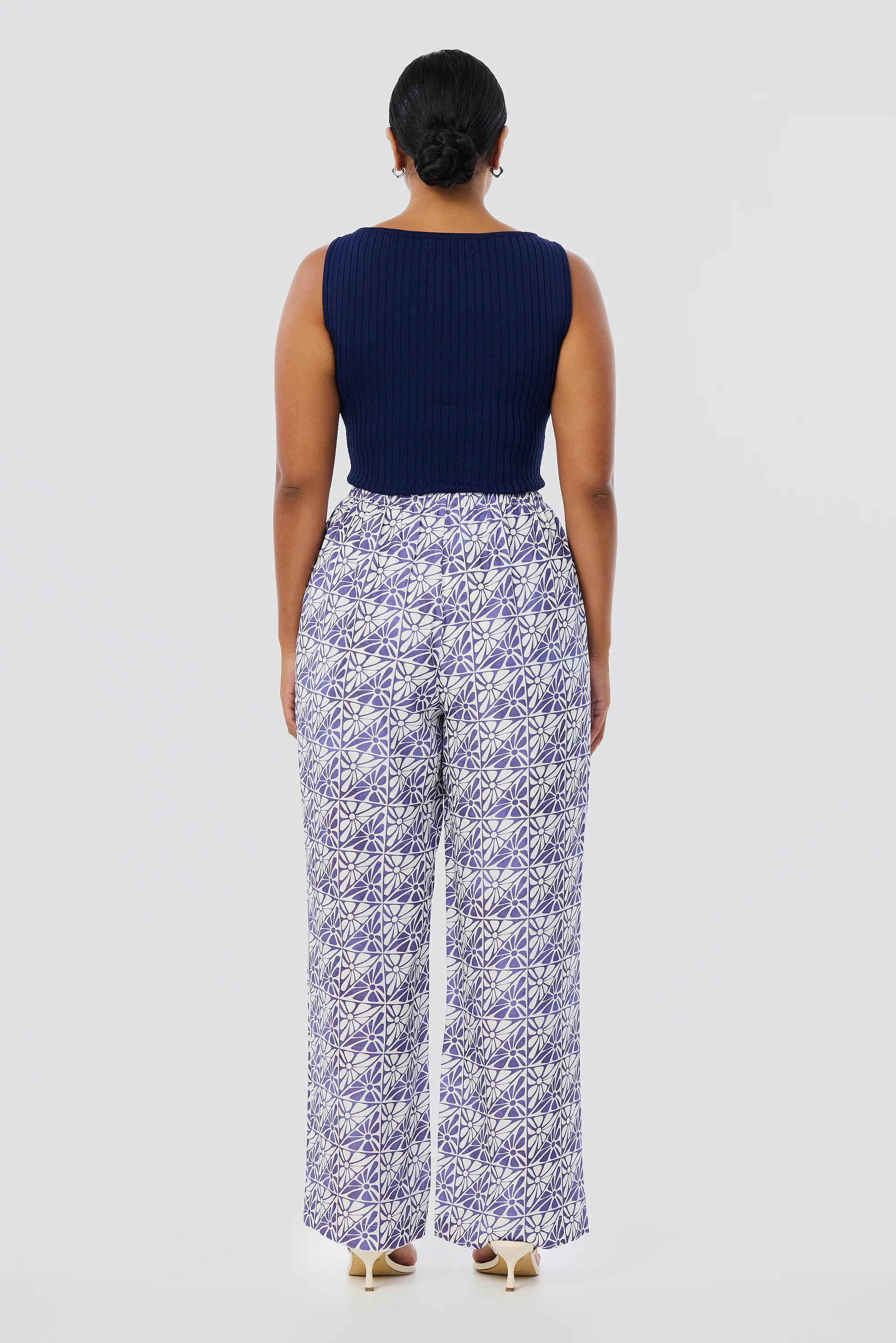 Elastic Waist Pants - Blue Mosaic - Image 6