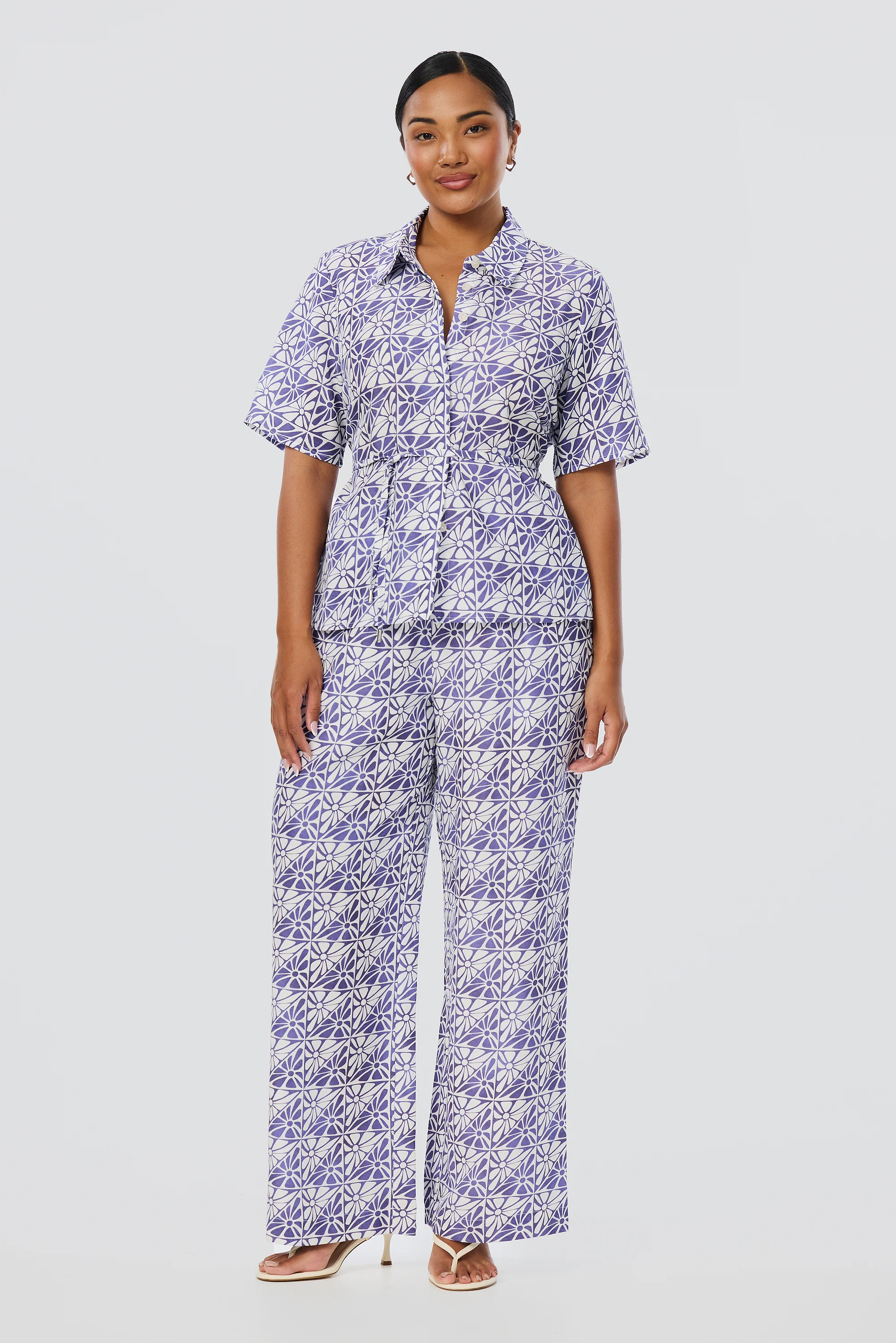 Elastic Waist Pants - Blue Mosaic - Image 7