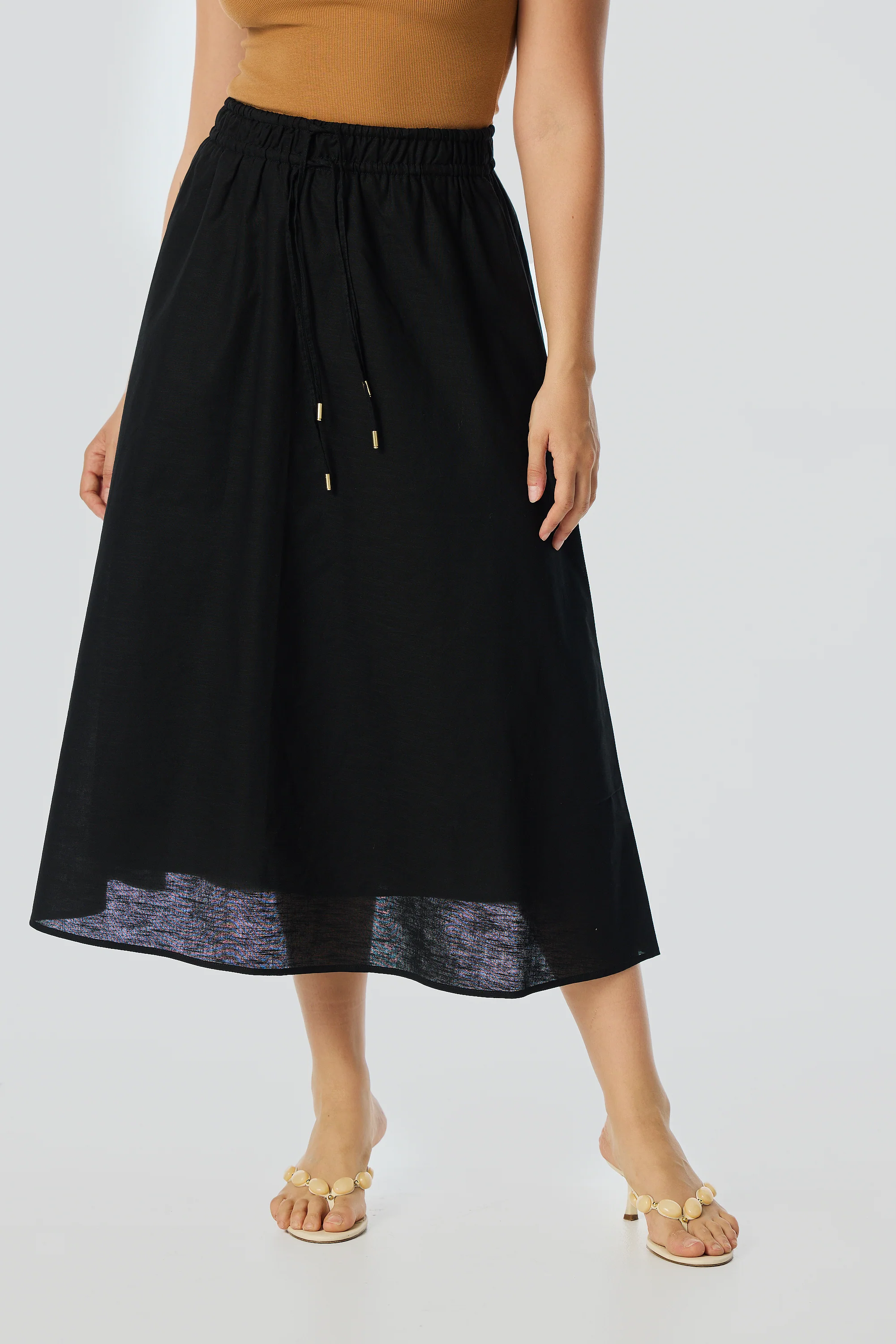 Gathered Maxi Skirt - Black - Image 2