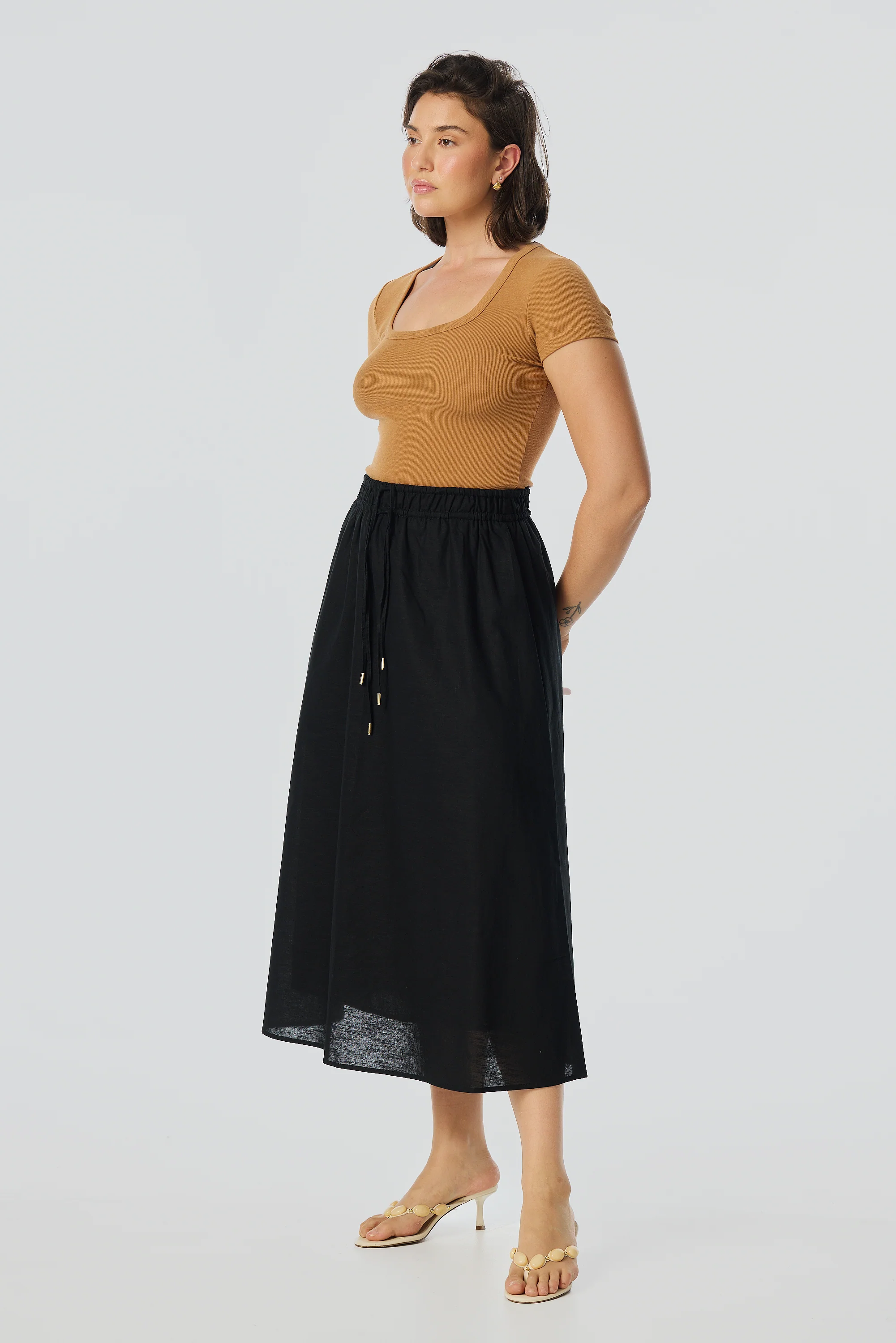 Gathered Maxi Skirt - Black - Image 3