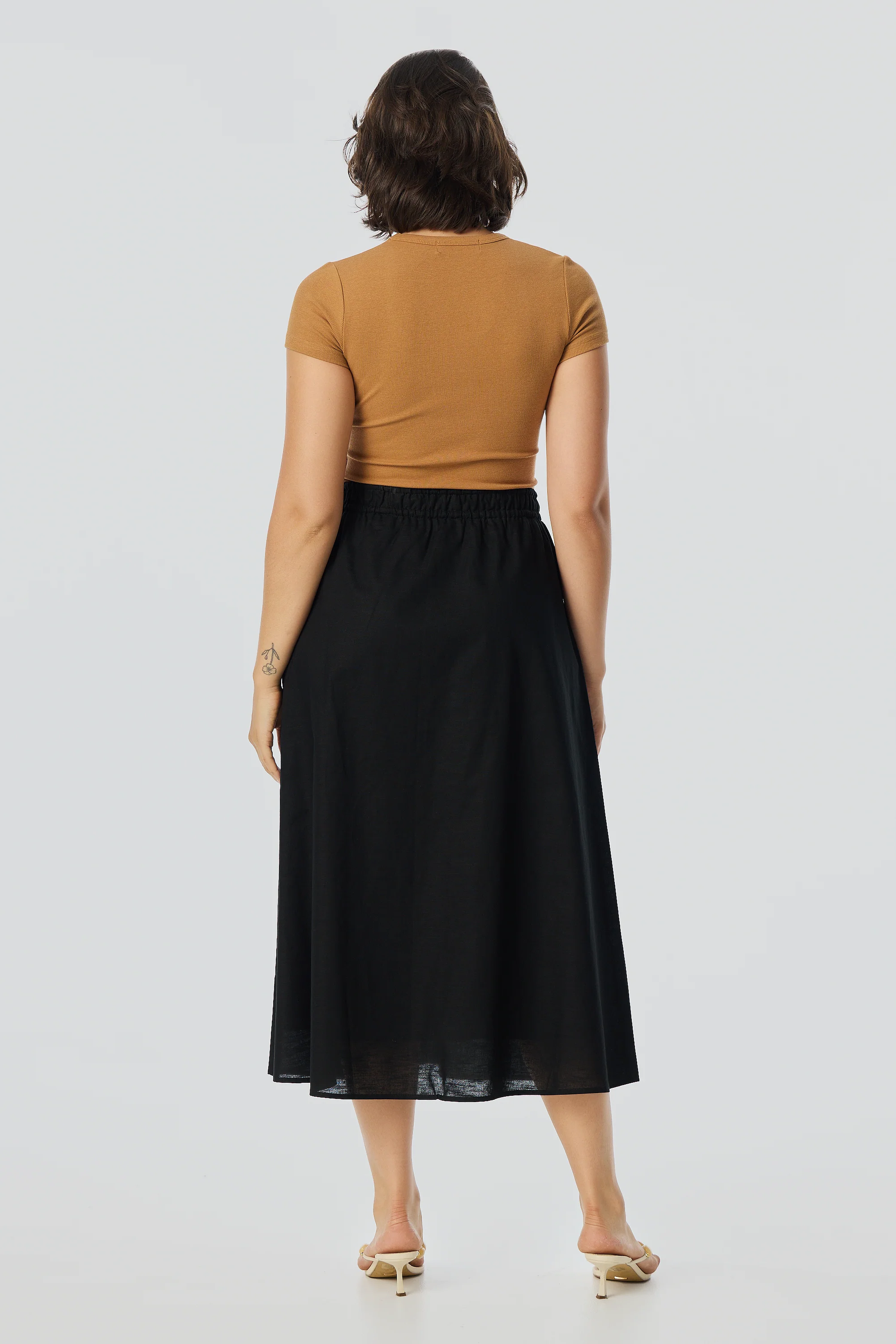 Gathered Maxi Skirt - Black - Image 4
