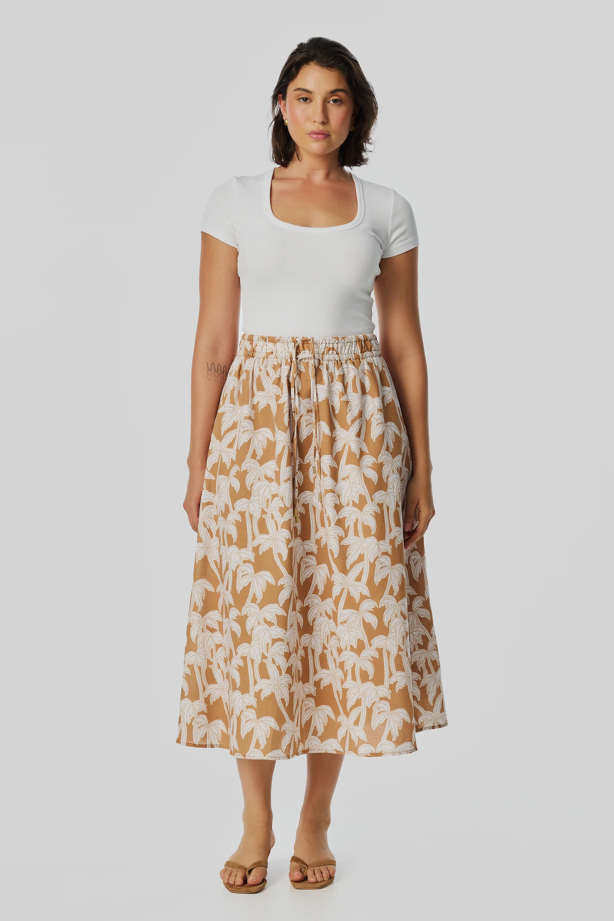 Gathered Maxi Skirt - Copper Palms - Image 4