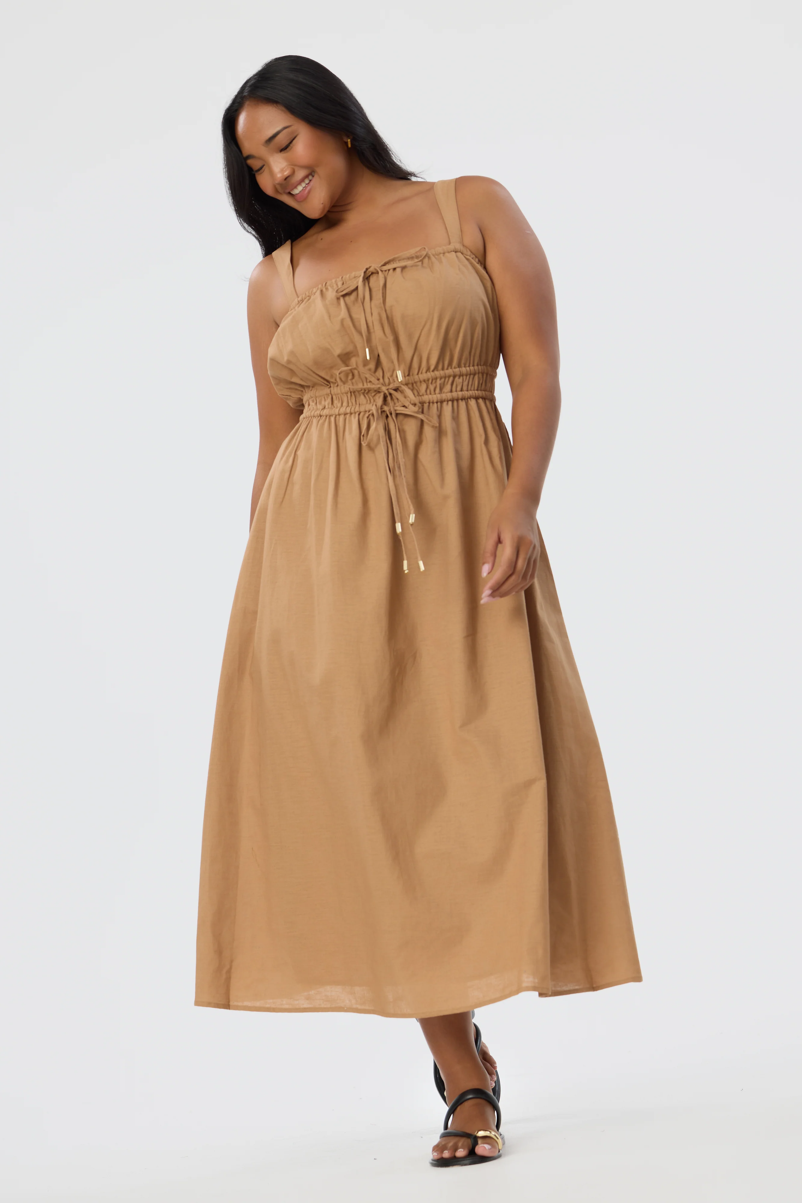 Gathered Midi Dress - Copper - Image 2
