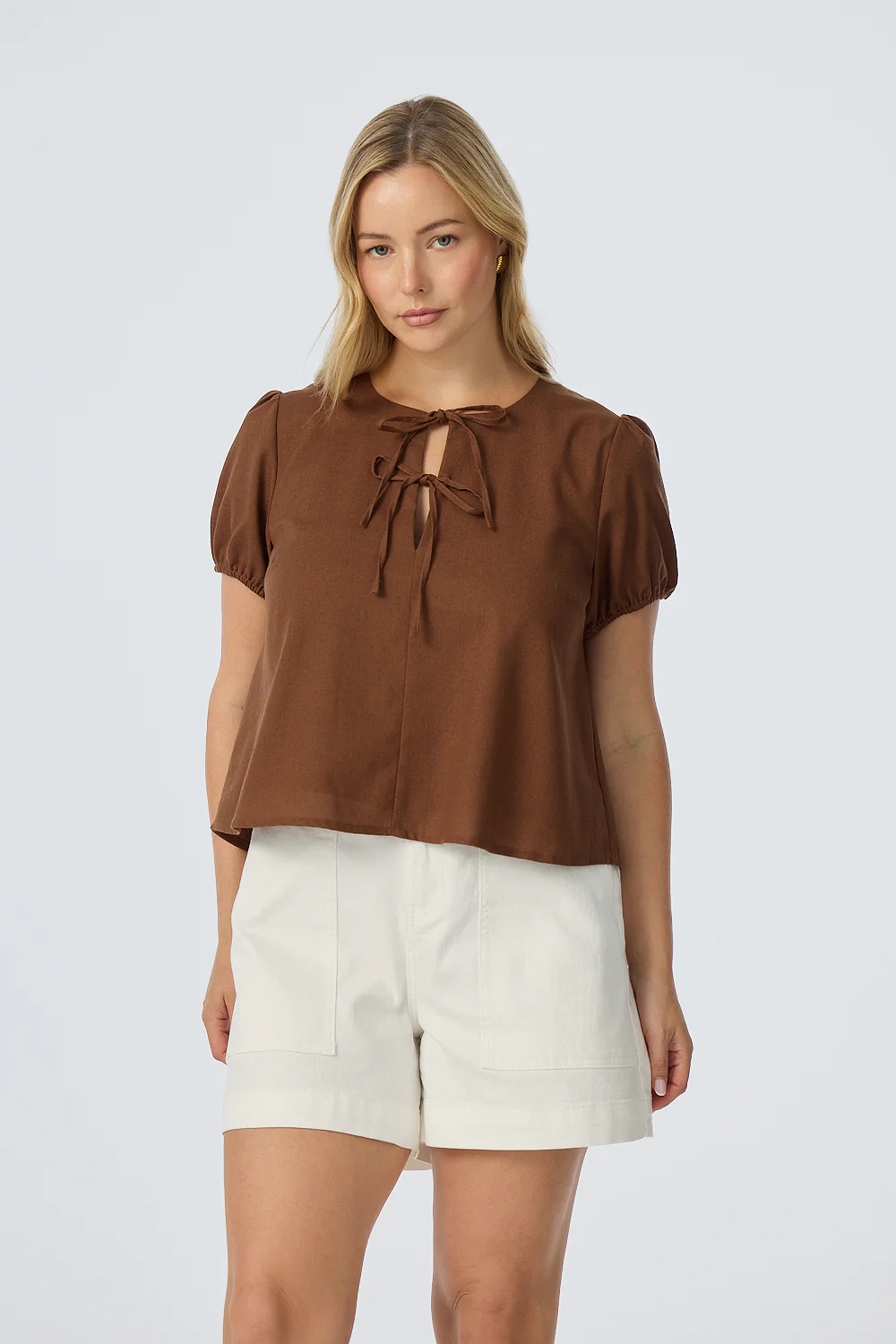Double Tie Front Top - Walnut - Image 2