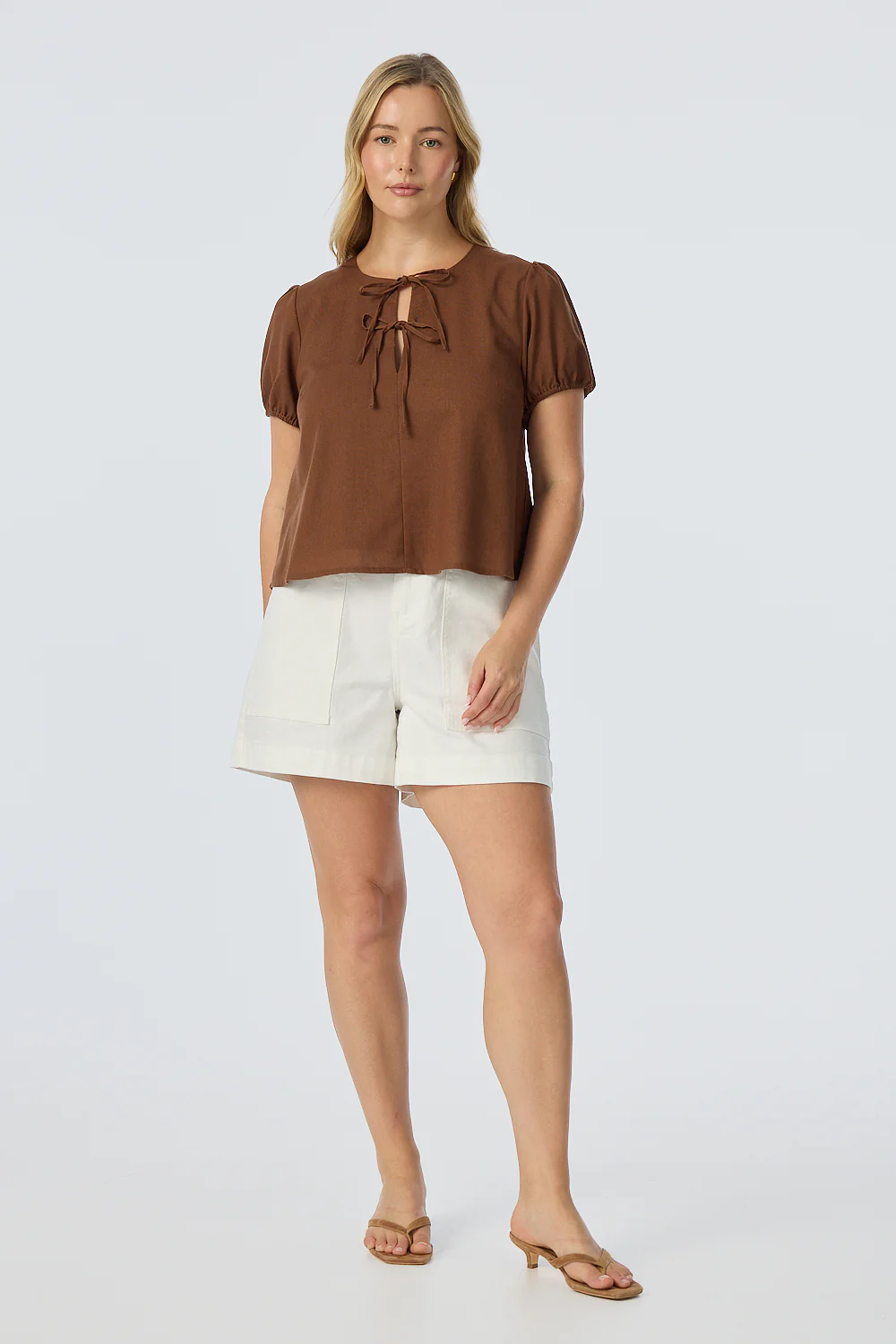 Double Tie Front Top - Walnut - Image 3