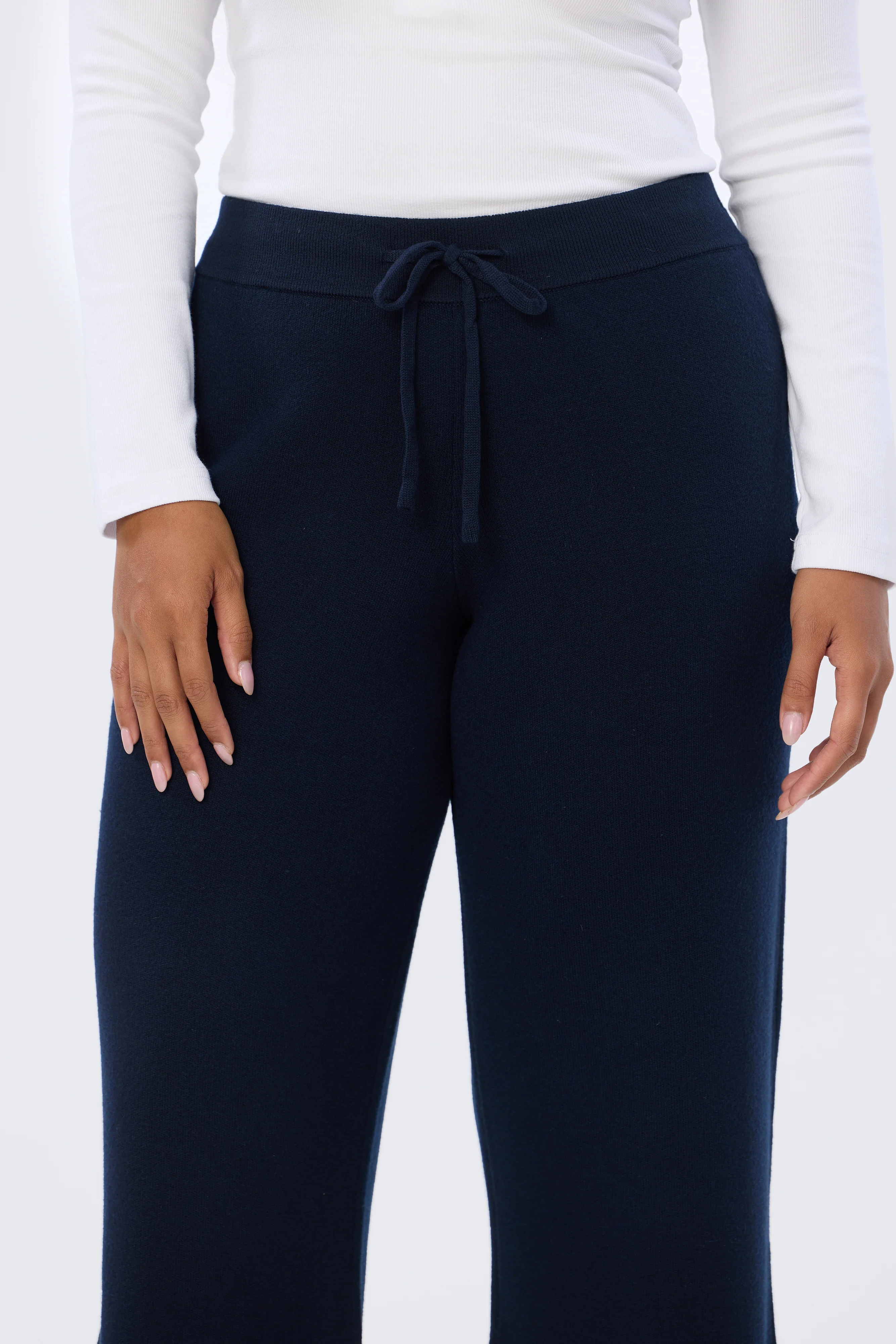 Knit Drawstring Pants - Navy - Image 7