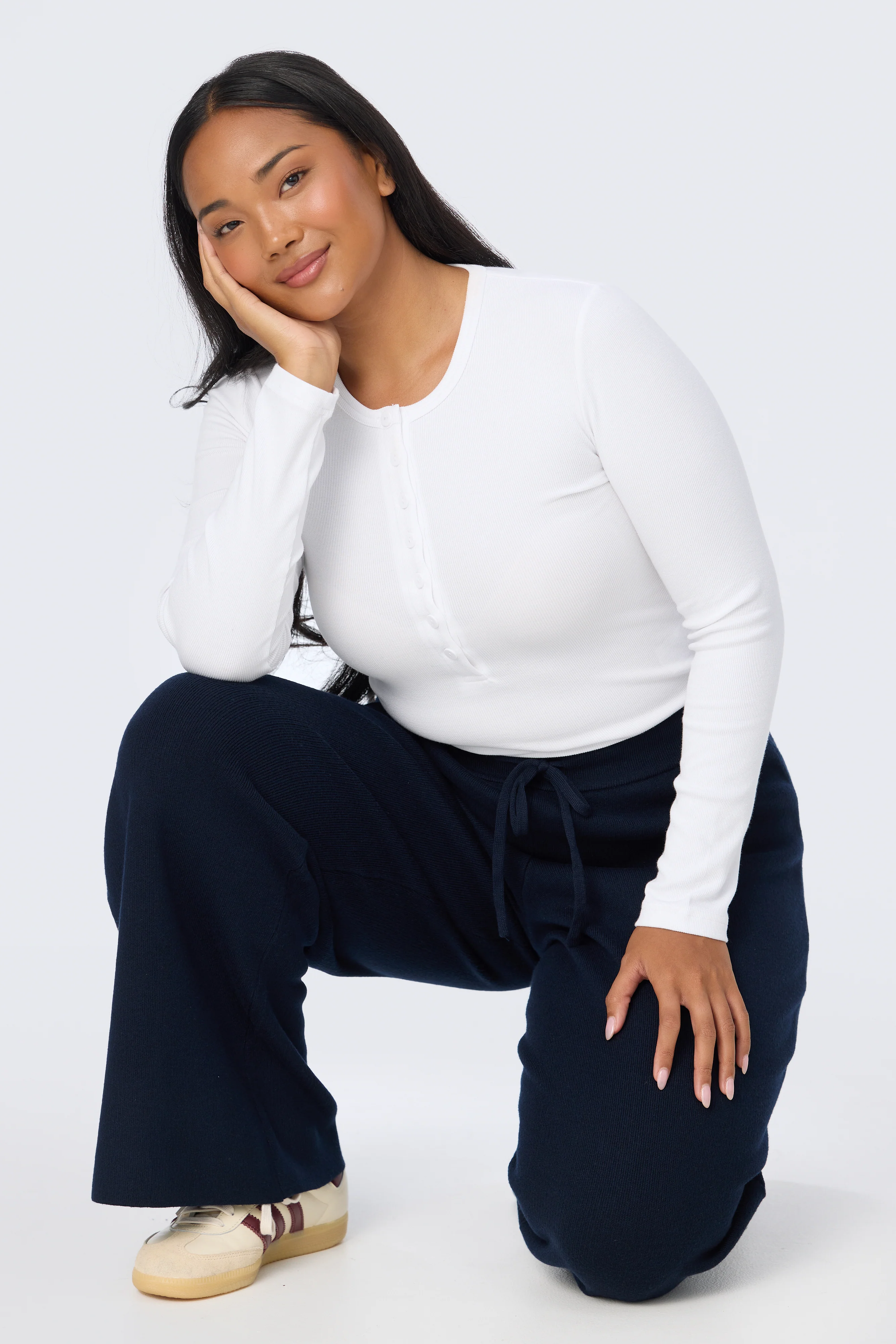 Knit Drawstring Pants - Navy - Image 8
