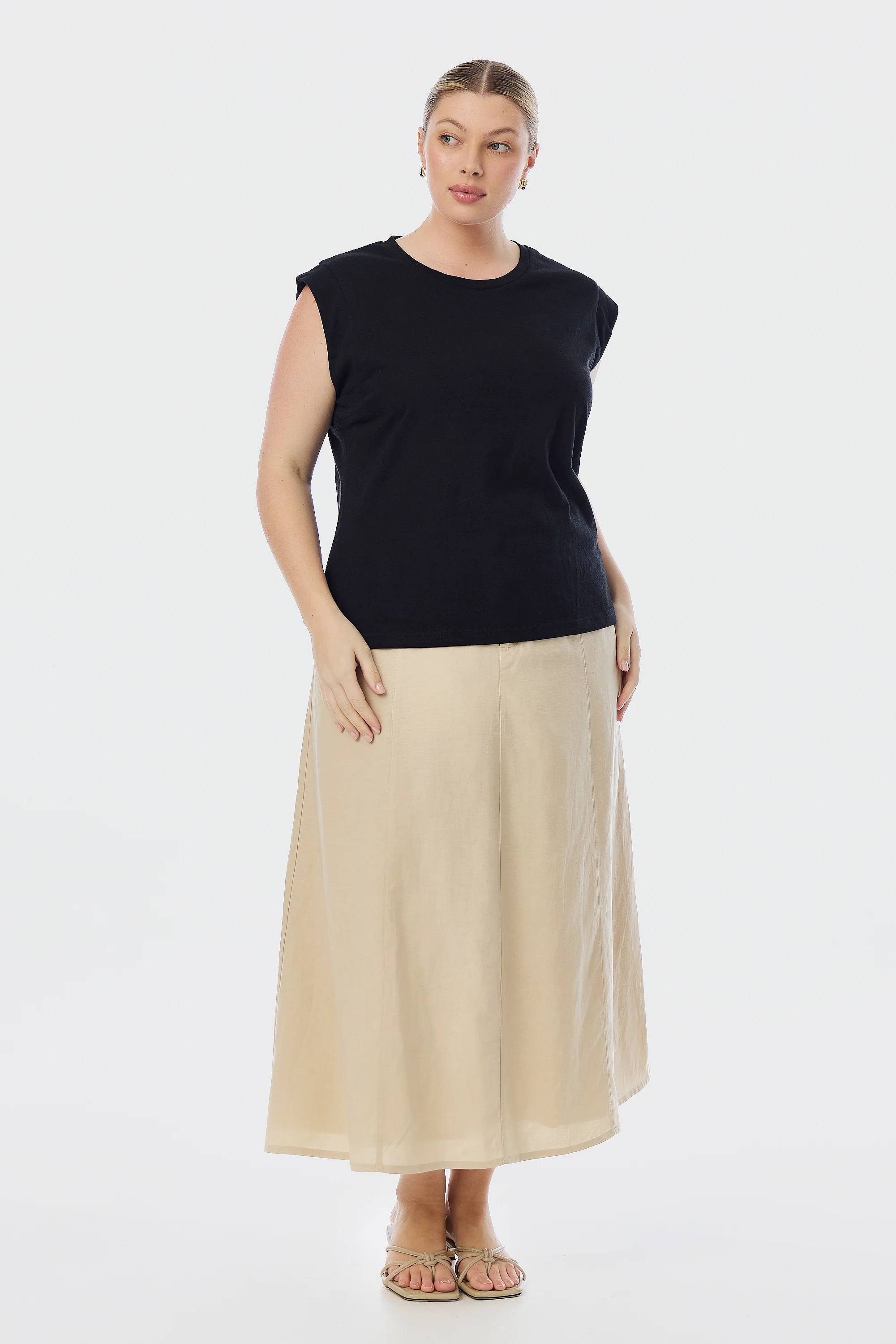 Lightweight Cap Sleeve Tank - Black - Image 3