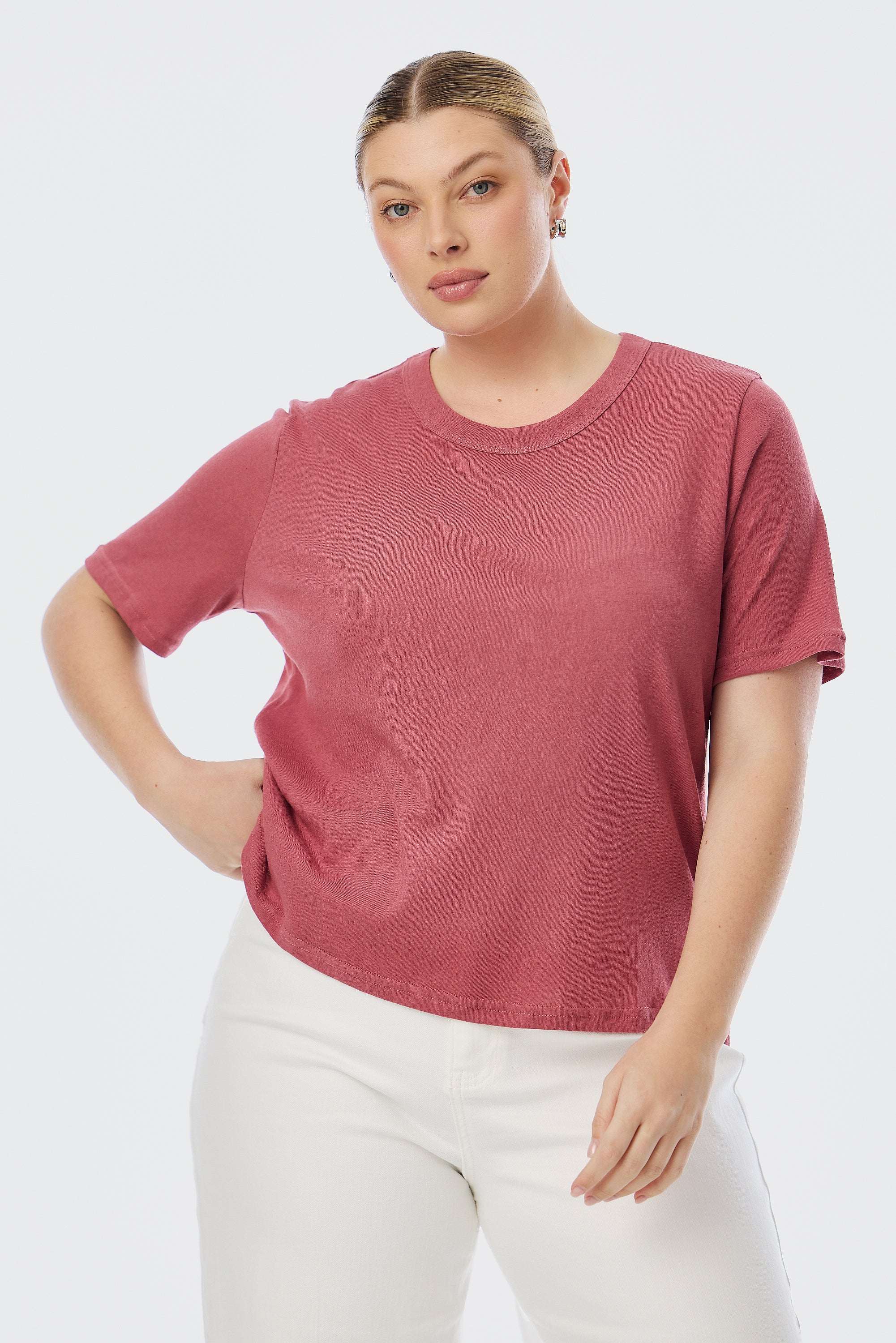 Lightweight Regular T-Shirt - Cranberry - Image 3