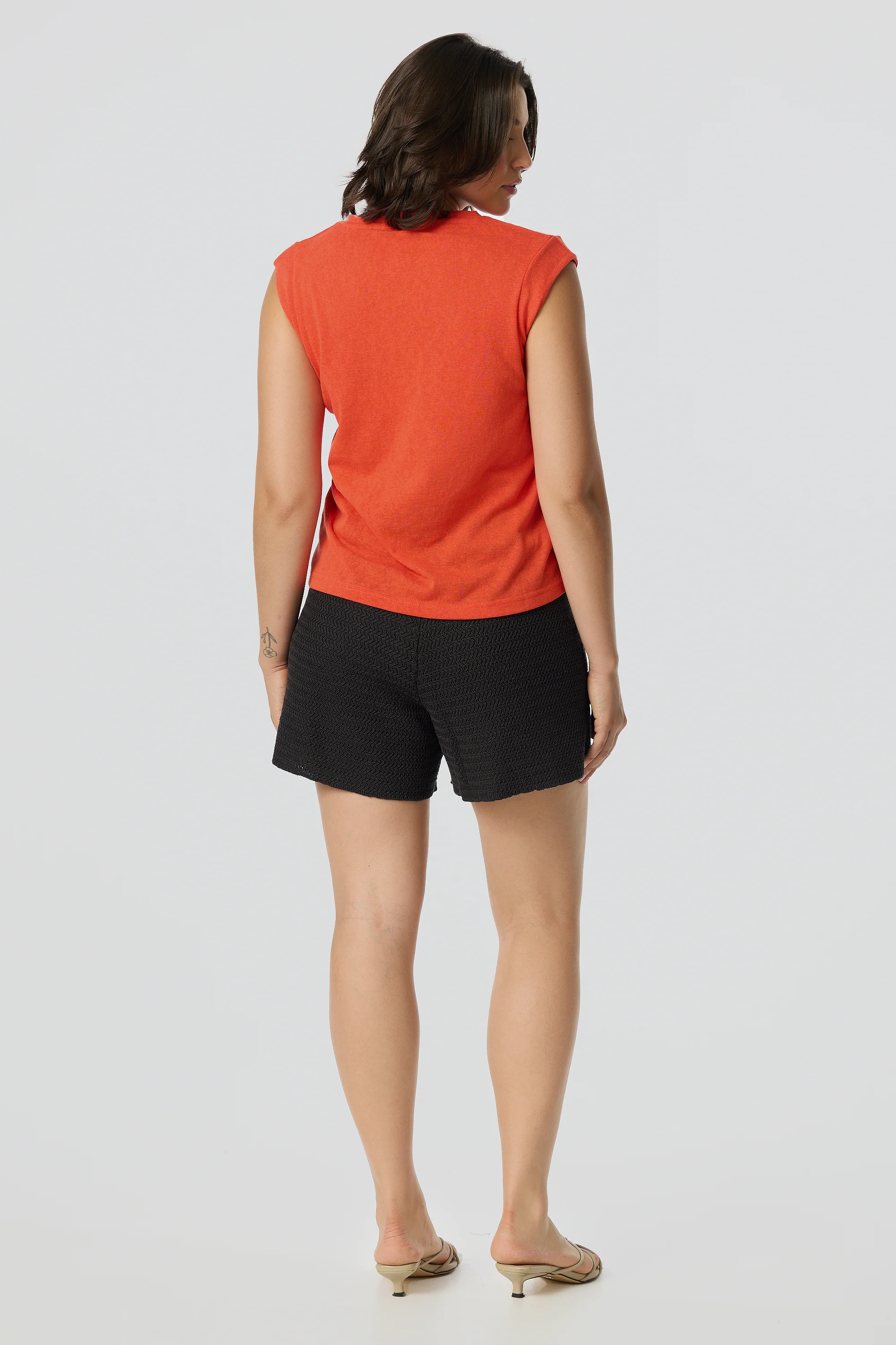 Lightweight V-Neck Cap Sleeve Tank - Flame - Image 4
