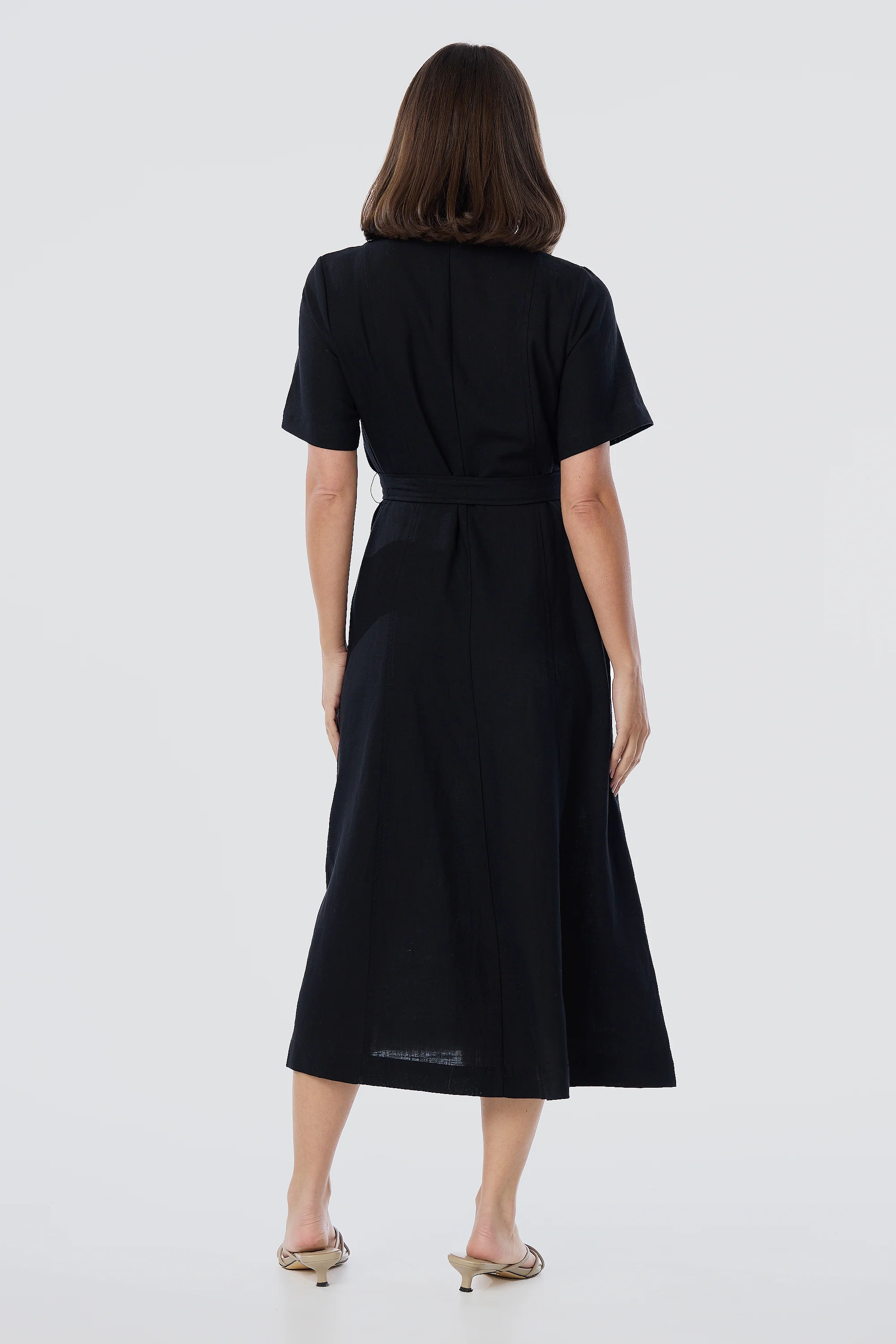 Panelled Shirt Dress - Black - Image 4