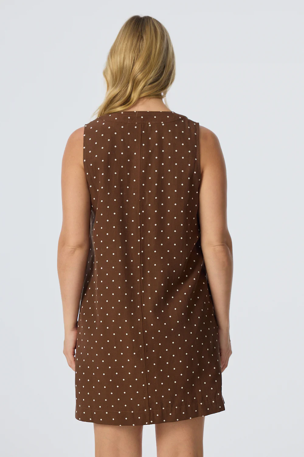 Placket Mini Dress - Walnut/White Spot - Image 6