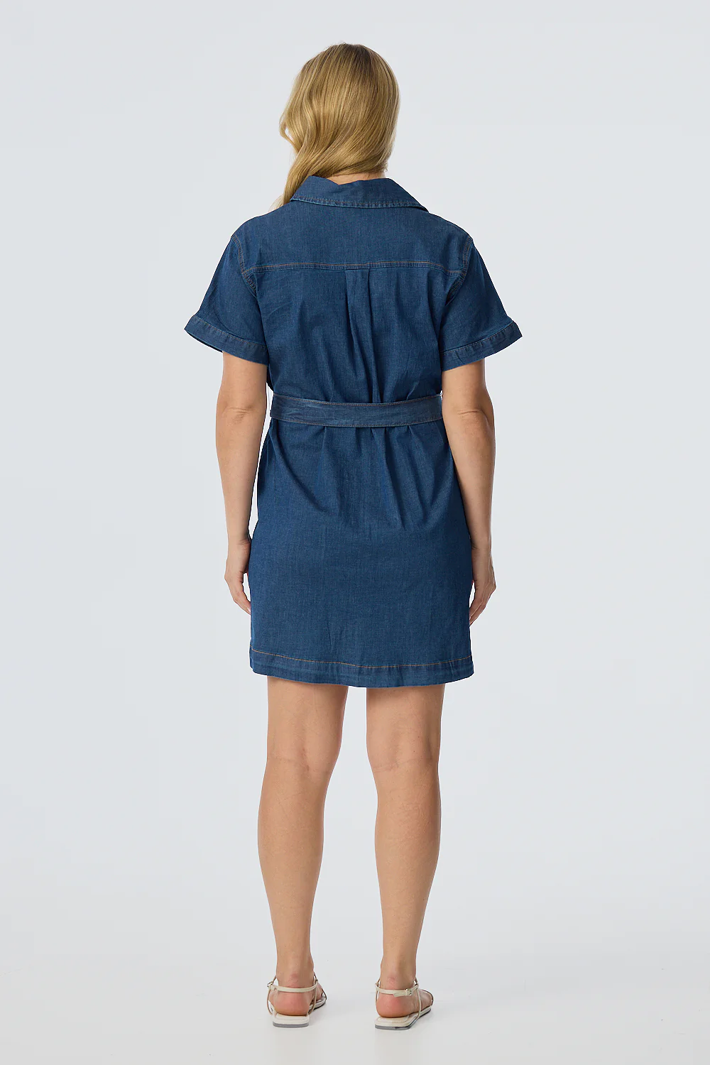 Pocket Shirt Mini Dress - Blue - Image 5
