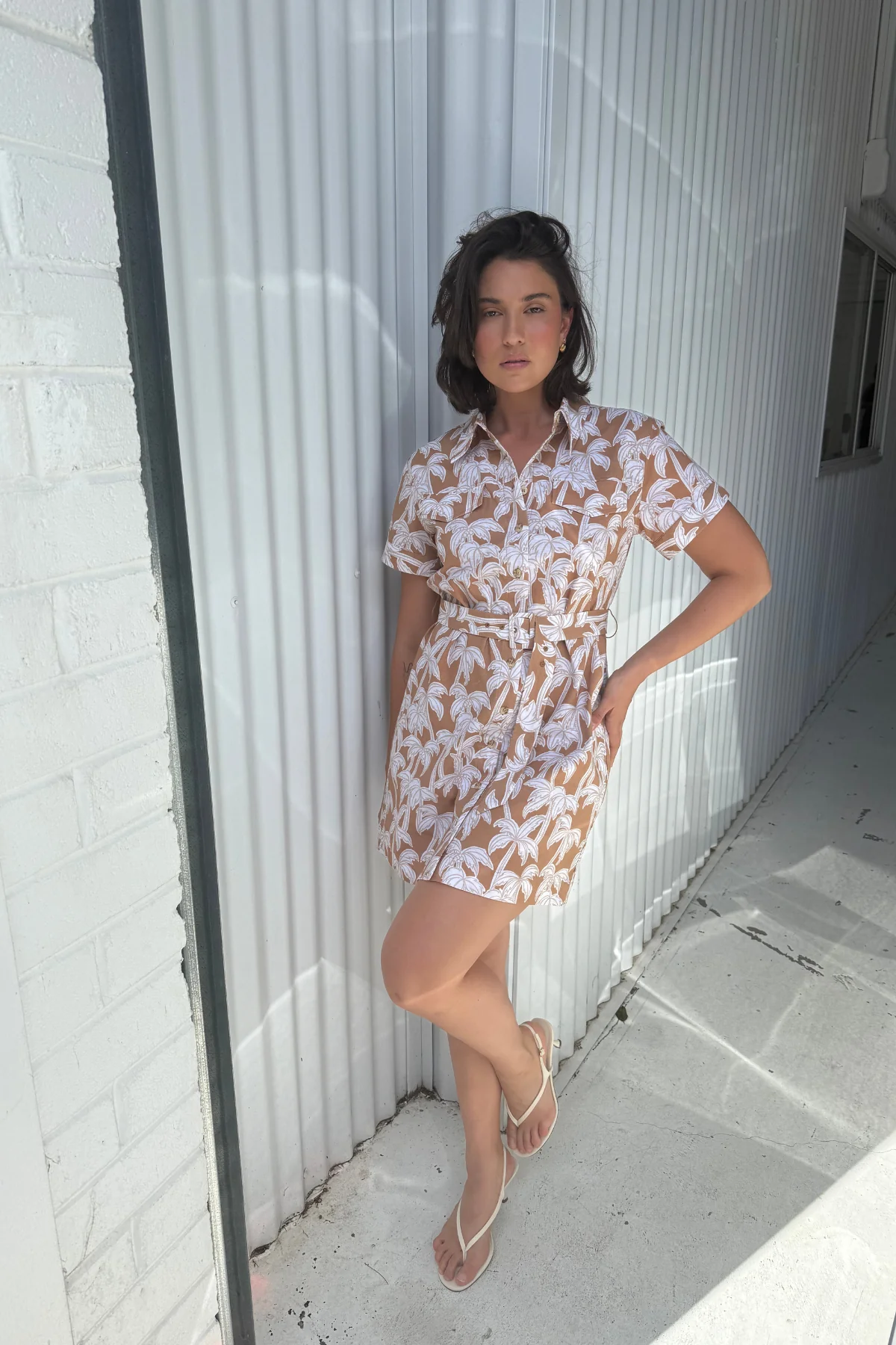 Pocket Shirt Mini Dress - Copper Palms - Image 8
