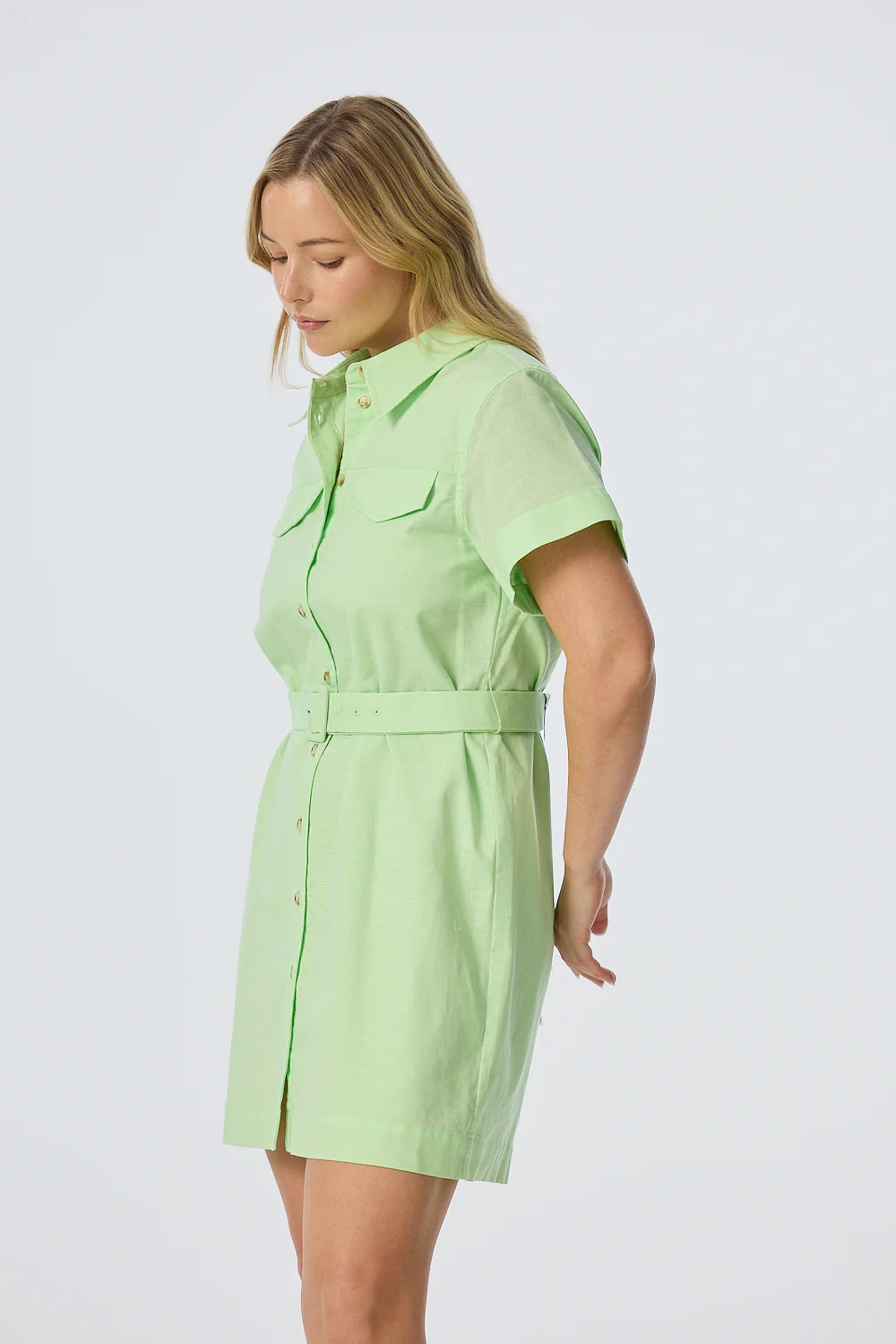 Pocket Shirt Mini Dress - Matcha - Image 4