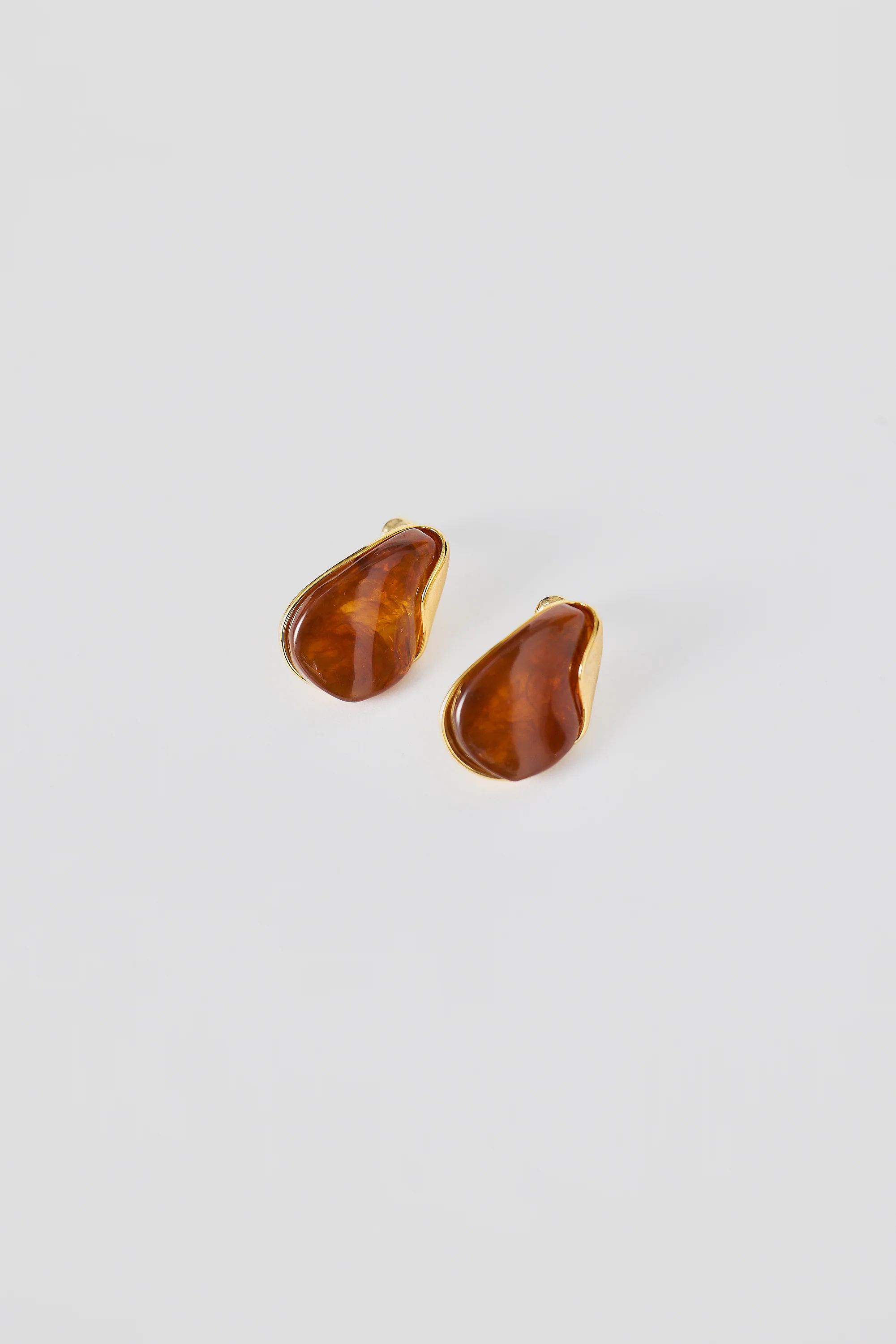 Resin Stone Earrings - Caramel