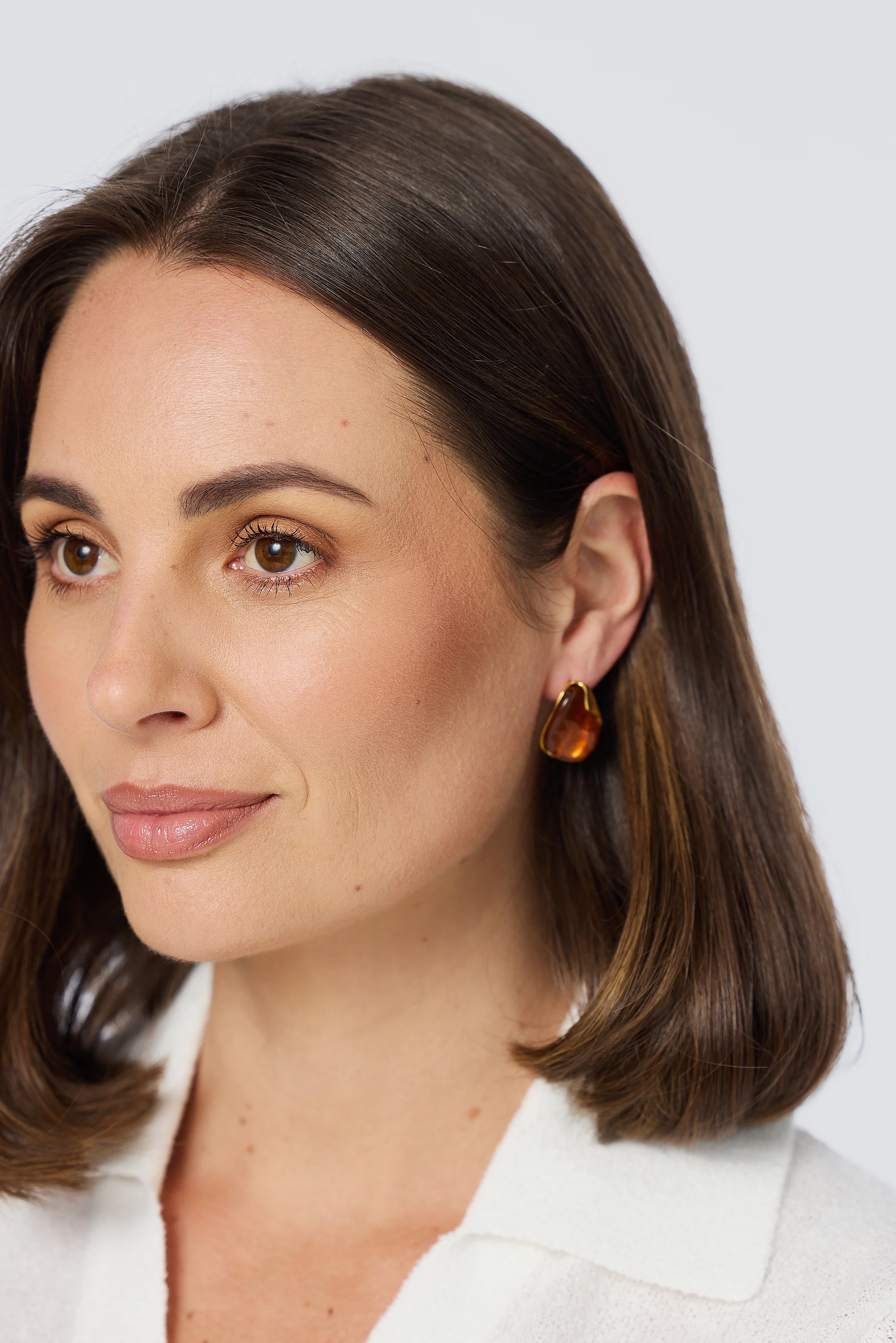 Resin Stone Earrings - Caramel - Image 2