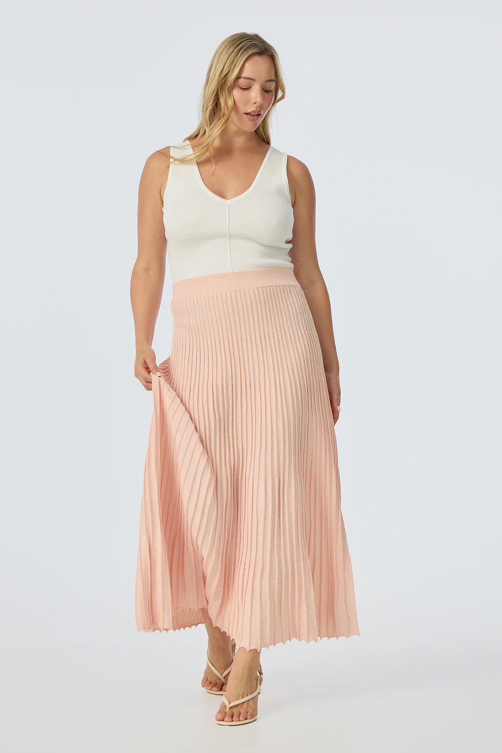 Rib Knit Skirt - Peach Marl - Image 4