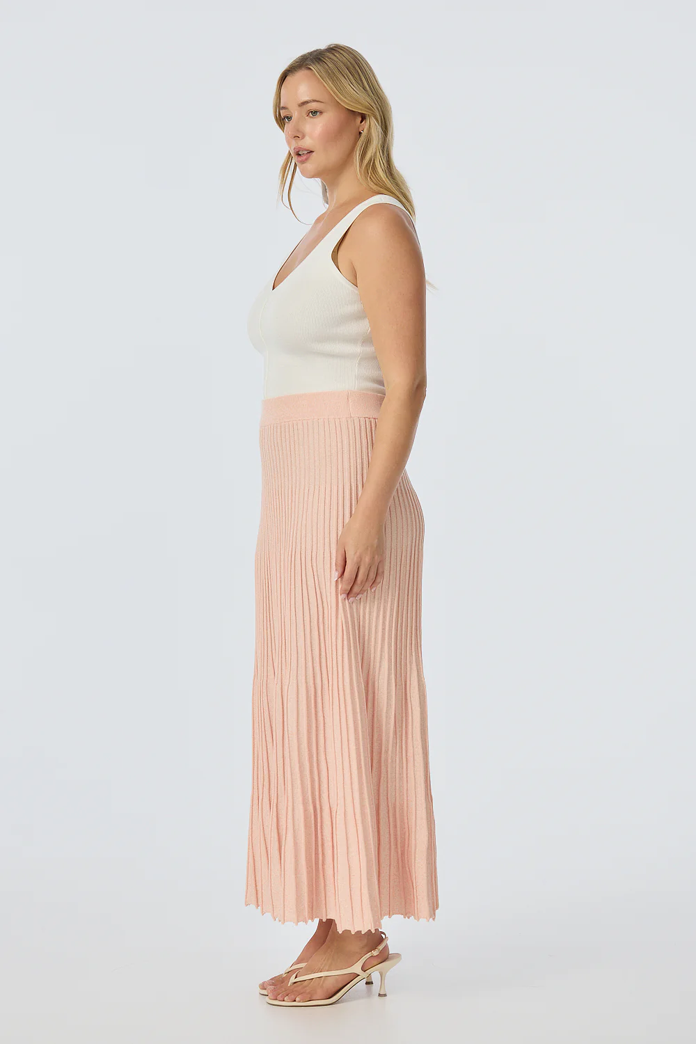Rib Knit Skirt - Peach Marl - Image 5