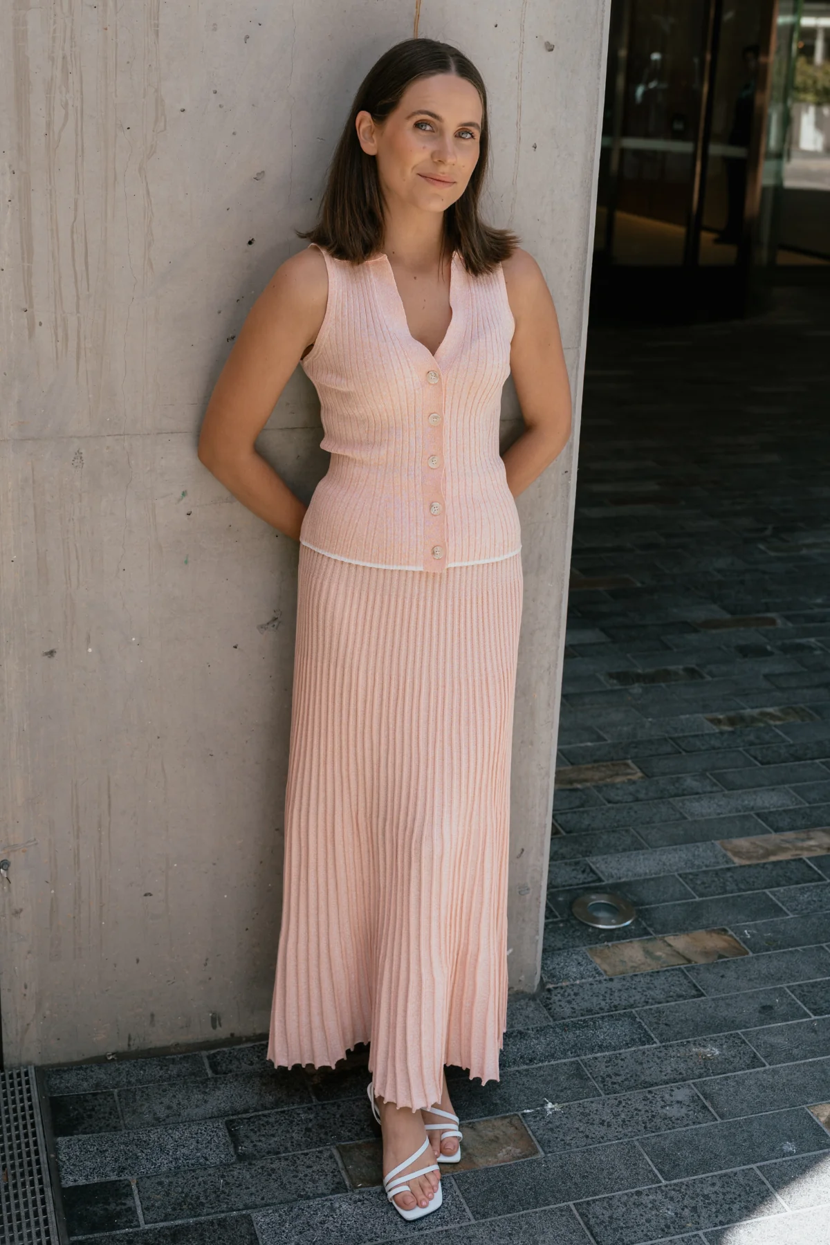 Rib Knit Skirt - Peach Marl - Image 7