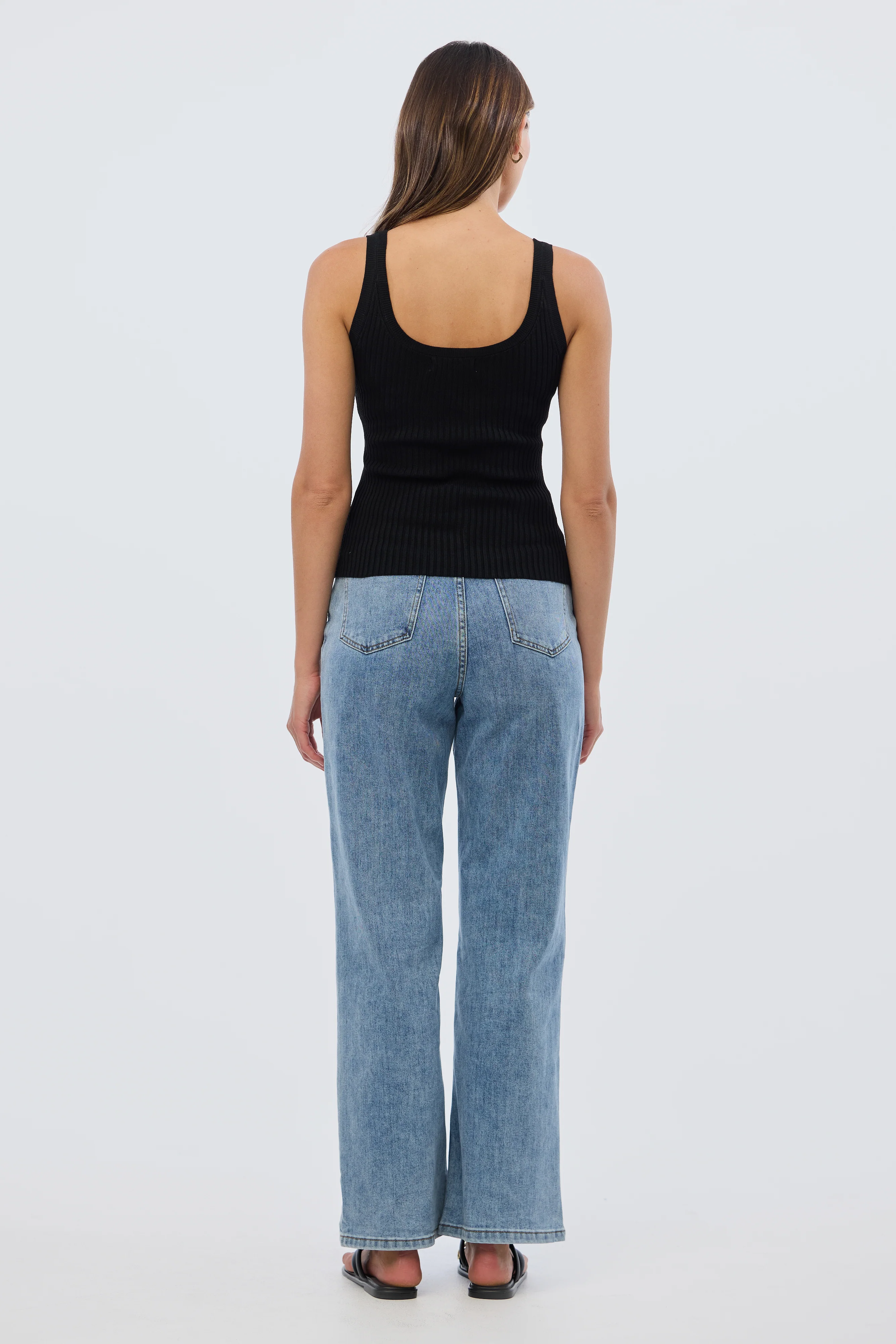 Scoop Neck Knit Tank - Black - Image 5