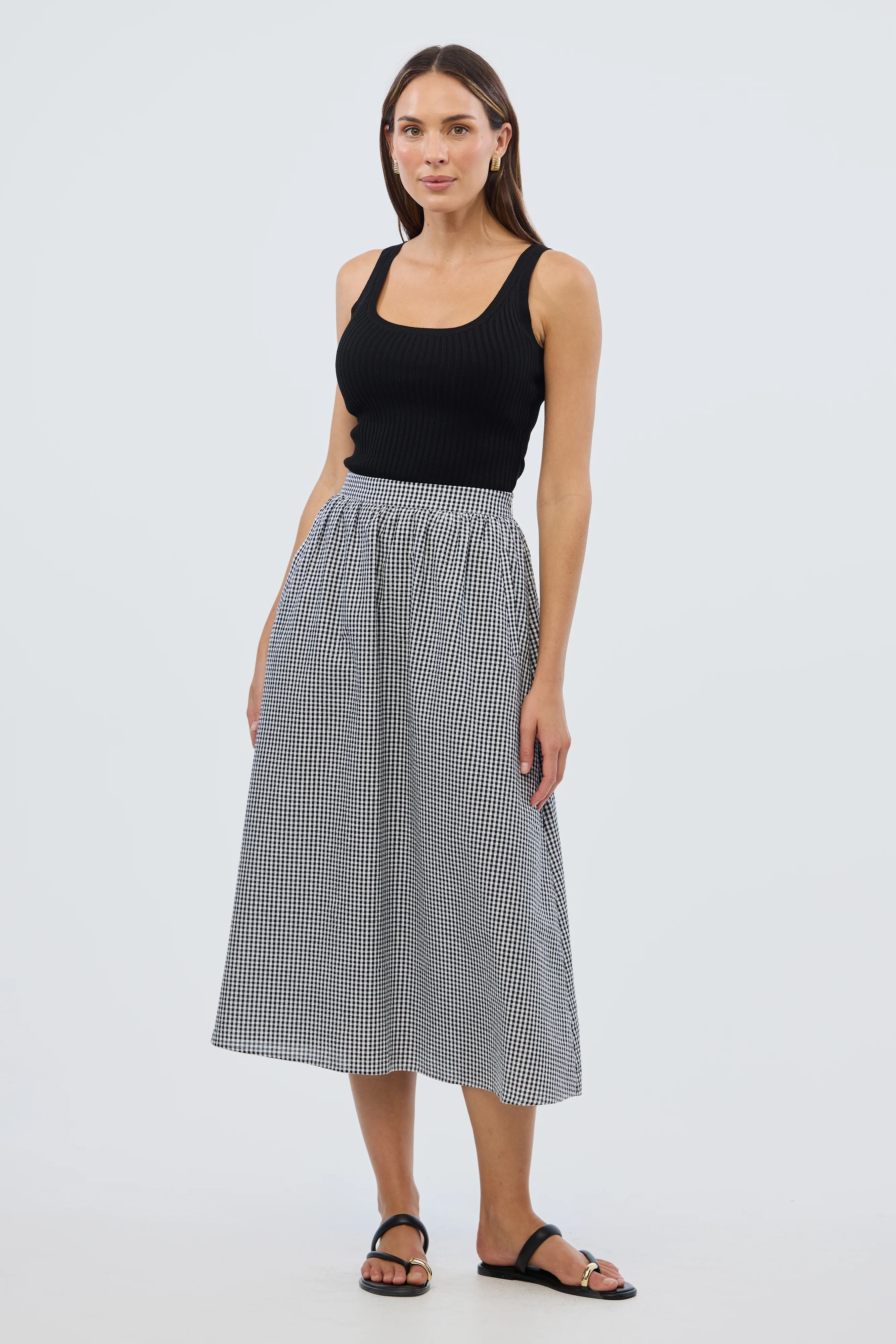 Scoop Neck Knit Tank - Black - Image 8