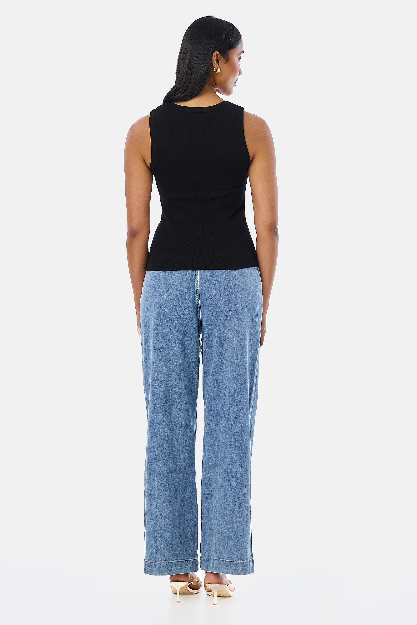 Scoop Neck Ribbed Tank - Black - Image 6