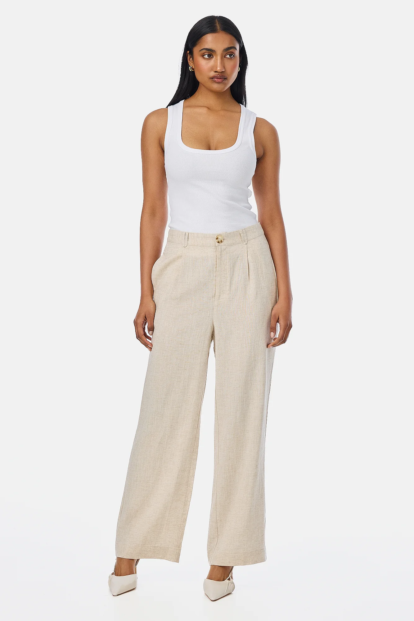 Scoop Neck Ribbed Tank - White - Image 3